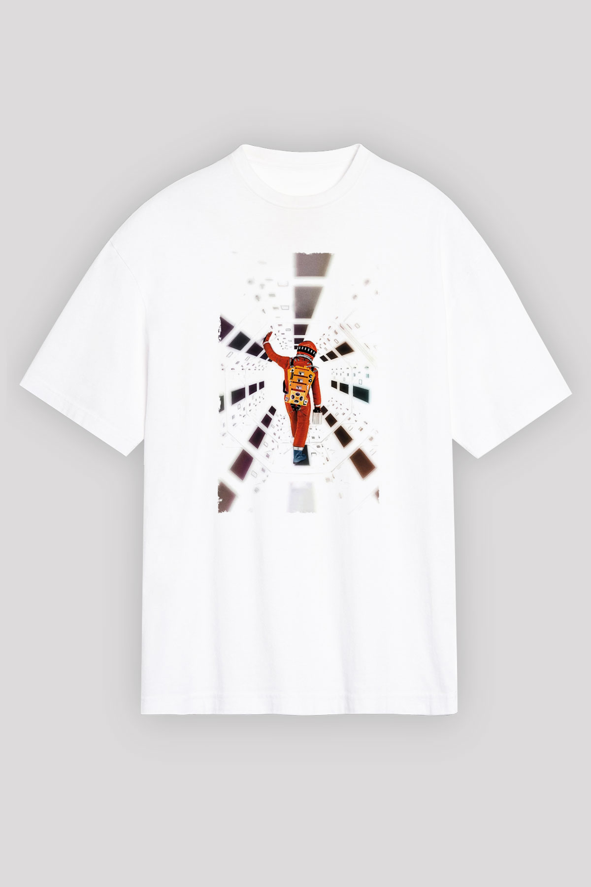 Unisex 2001 Bir Uzay Destanı-2001 A Space Odyssey Baskılı Beyaz Oversize Tişört