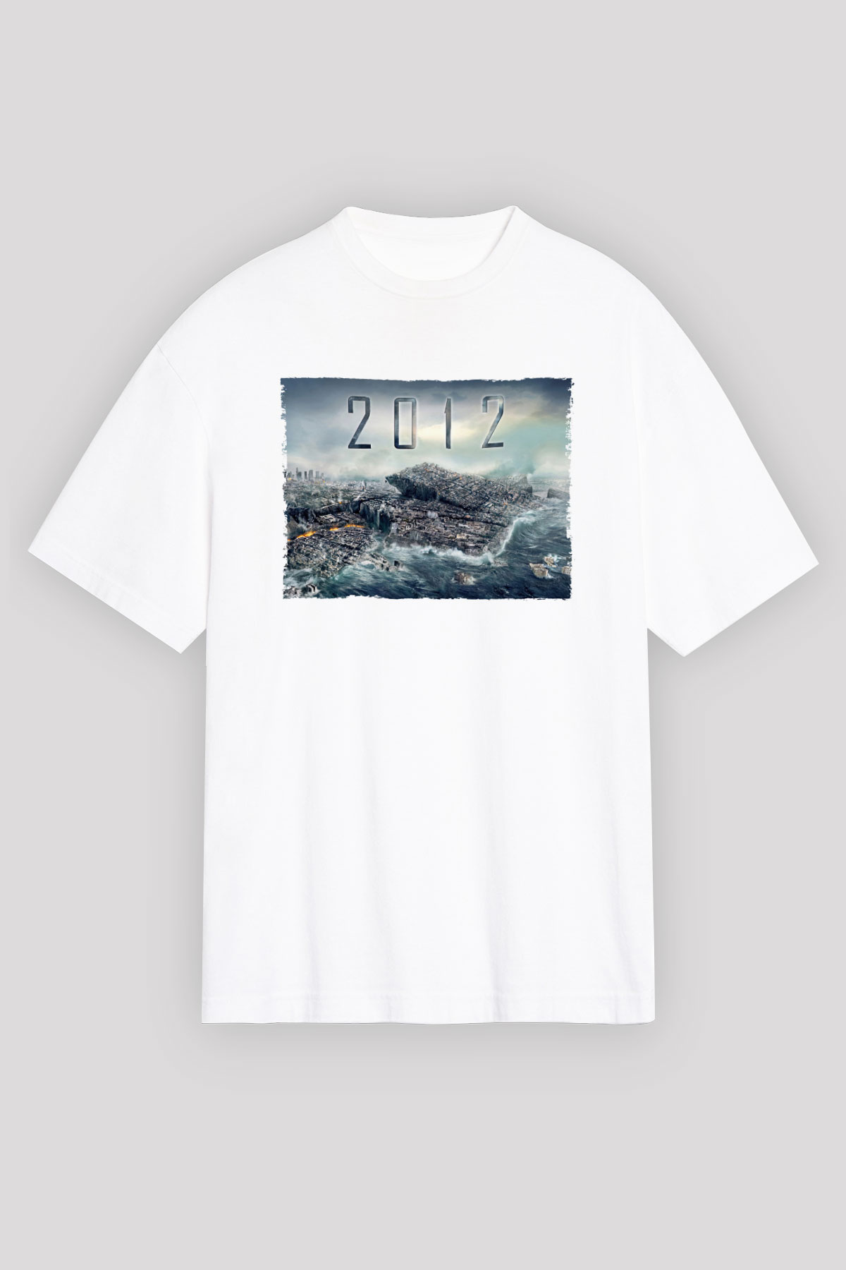 Unisex 2012 Baskılı Beyaz Oversize Oversize T-shirt