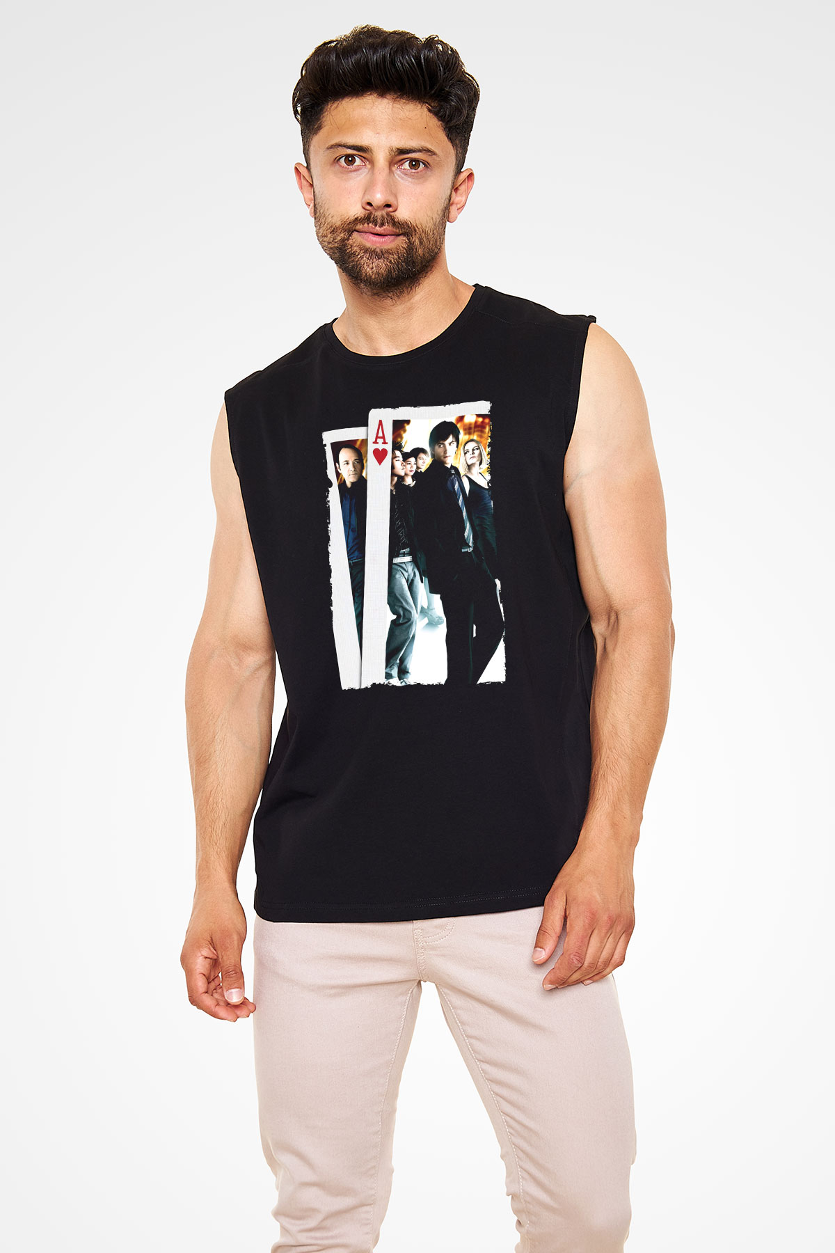 Unisex 21 Baskılı Siyah Kolsuz Tişört