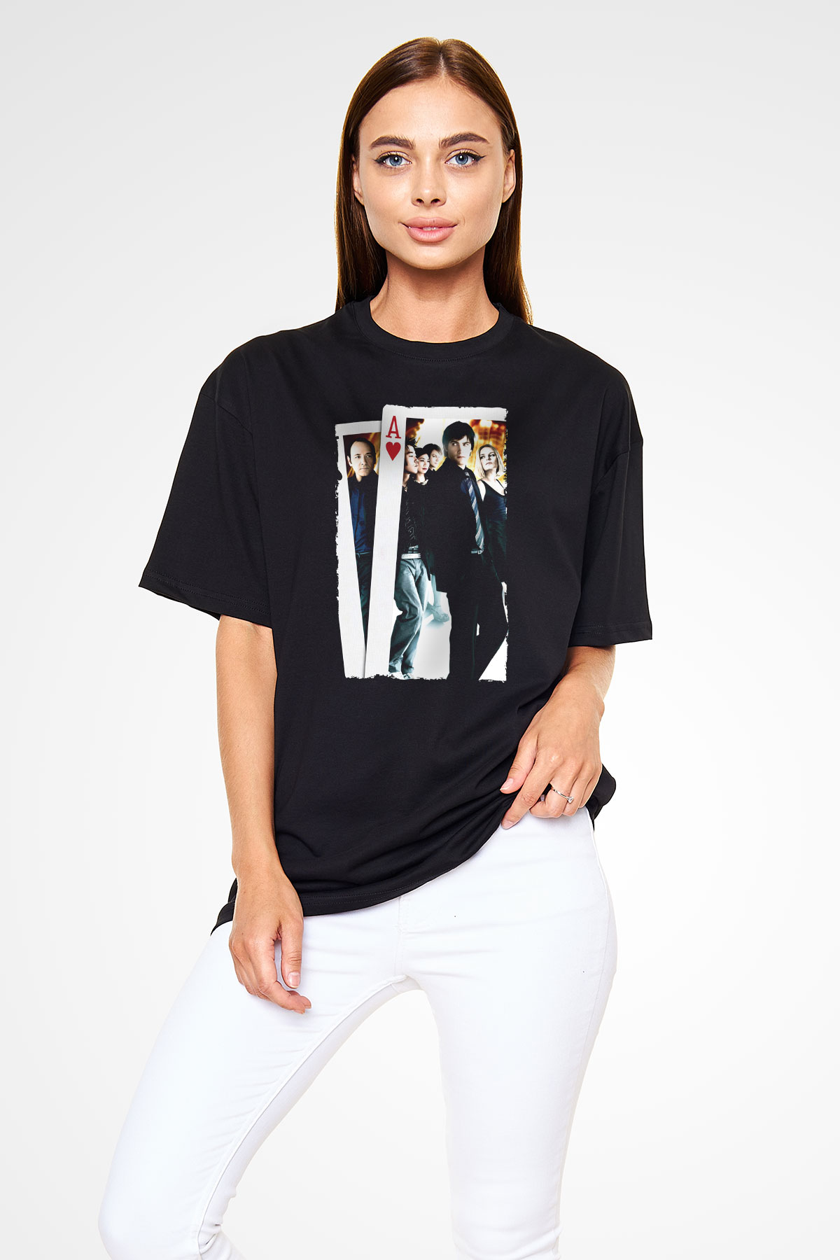 Unisex 21 Baskılı Siyah Oversize Tişört