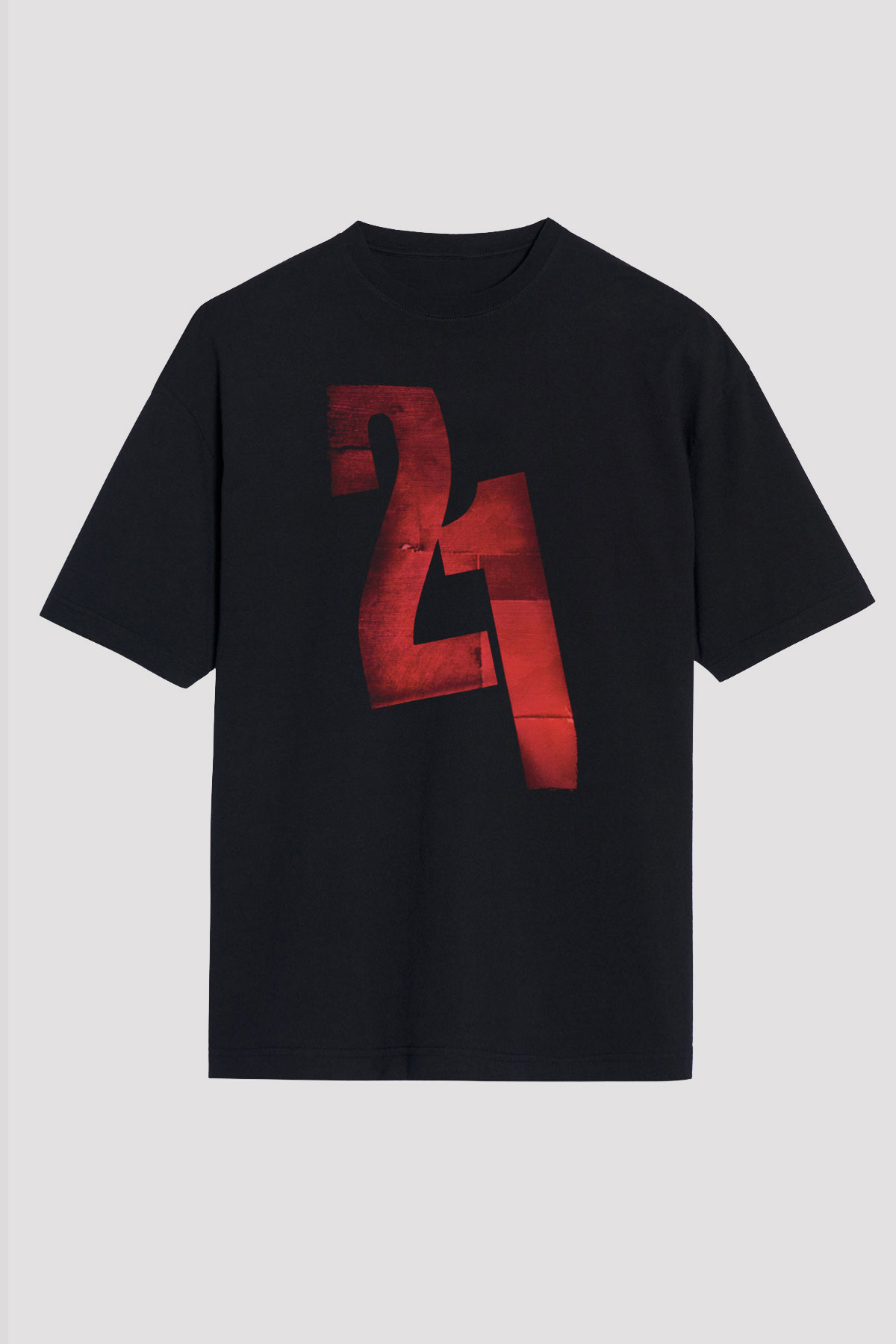 Unisex 21 Grams Baskılı Siyah Oversize T-shirt
