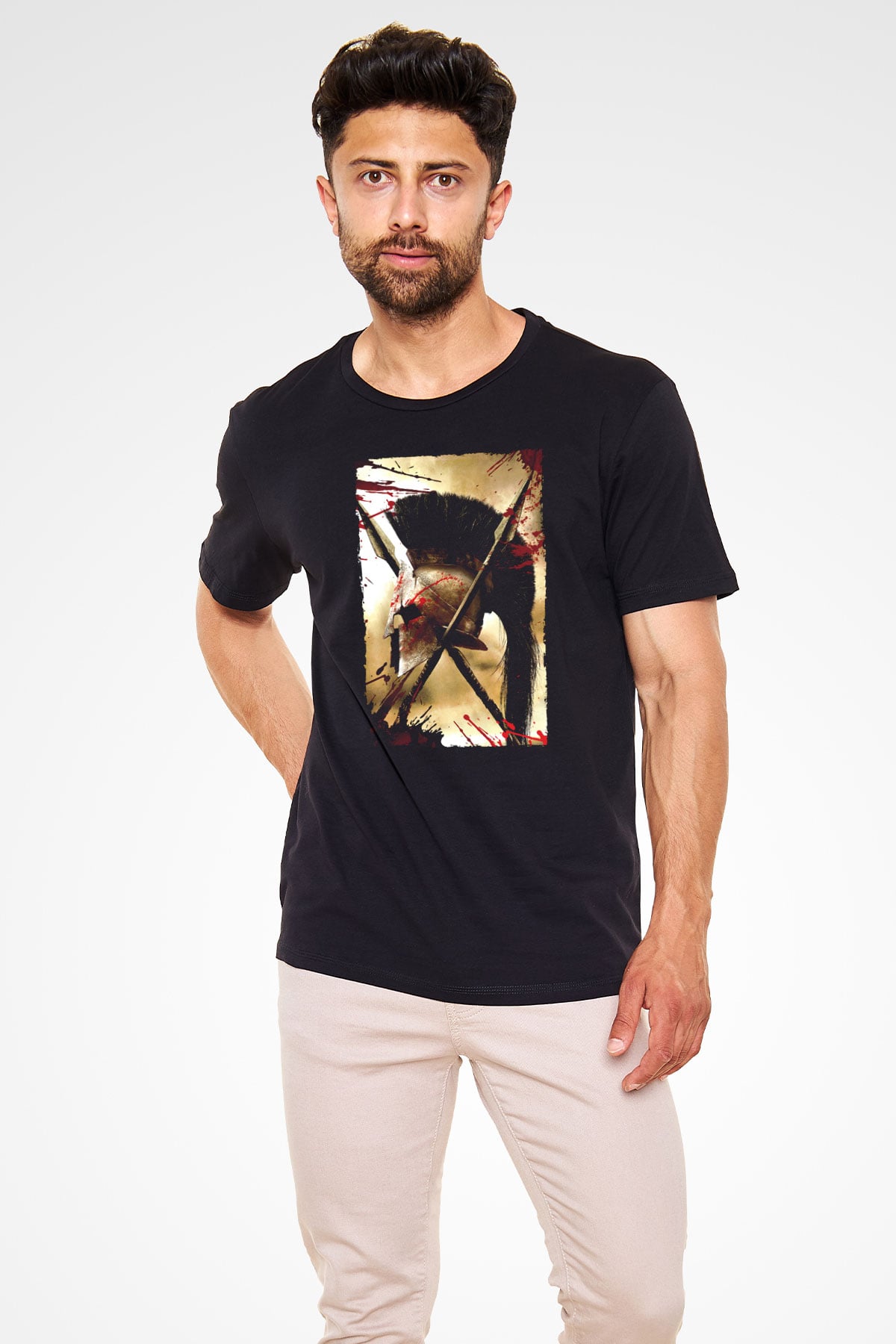 Unisex 300 Baskılı Siyah Tişört