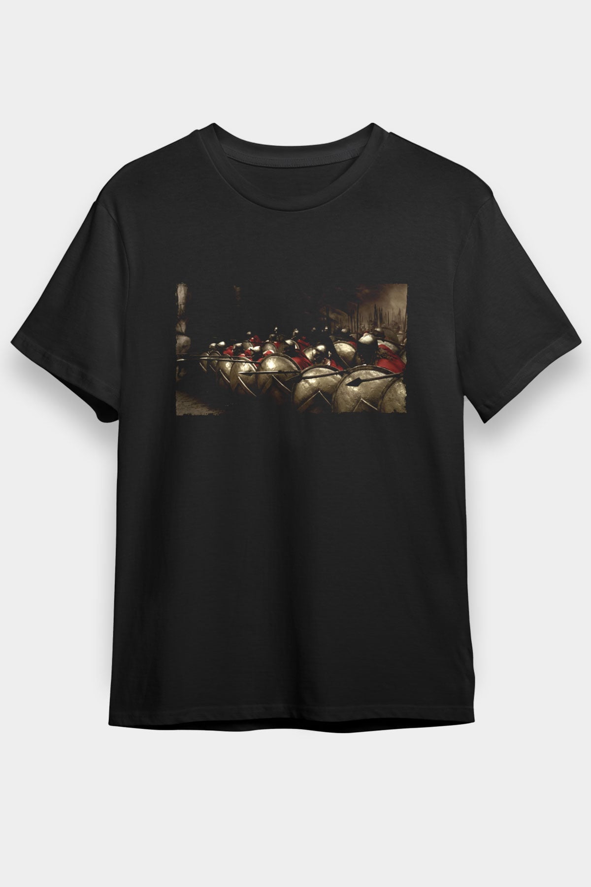 Unisex 300 SpartalıBaskılı Siyah Tshirt