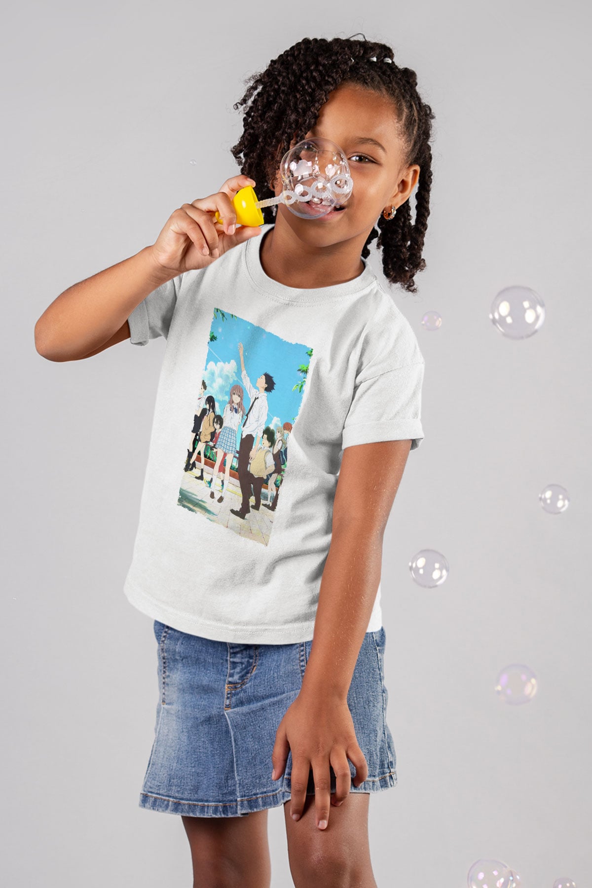 Unisex A Silent Voice Baskılı Beyaz Çocuk Tshirt