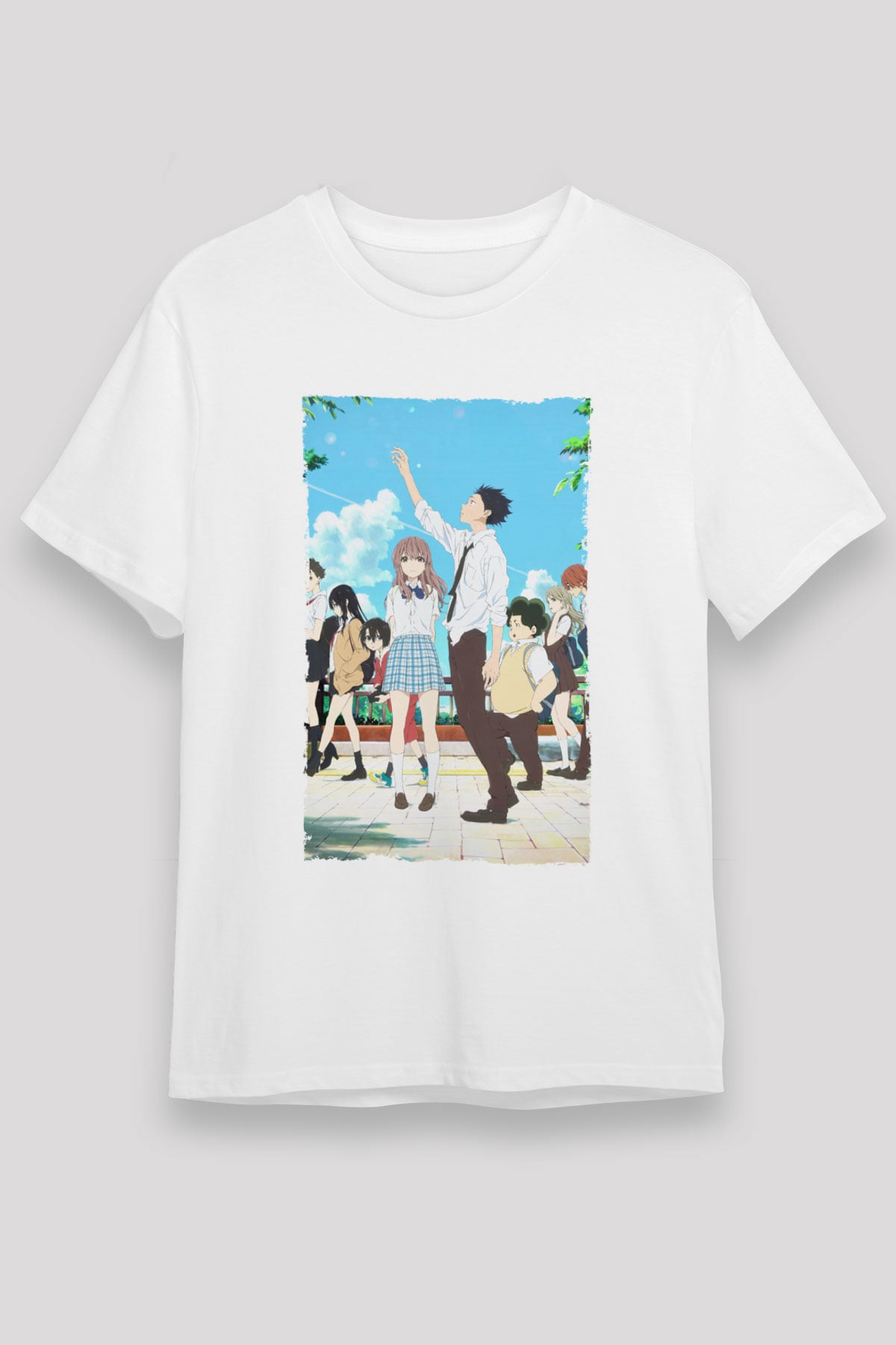 Unisex A Silent Voice Baskılı Beyaz Tshirt