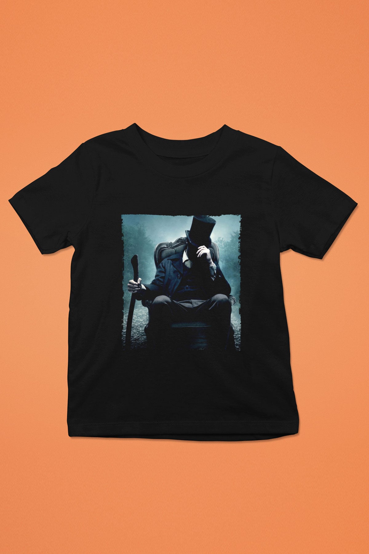 Unisex Abraham Lincoln Vampir Avcısı (Abraham Lincoln Vampire Hunter) Baskılı Siyah Çocuk T-shirt