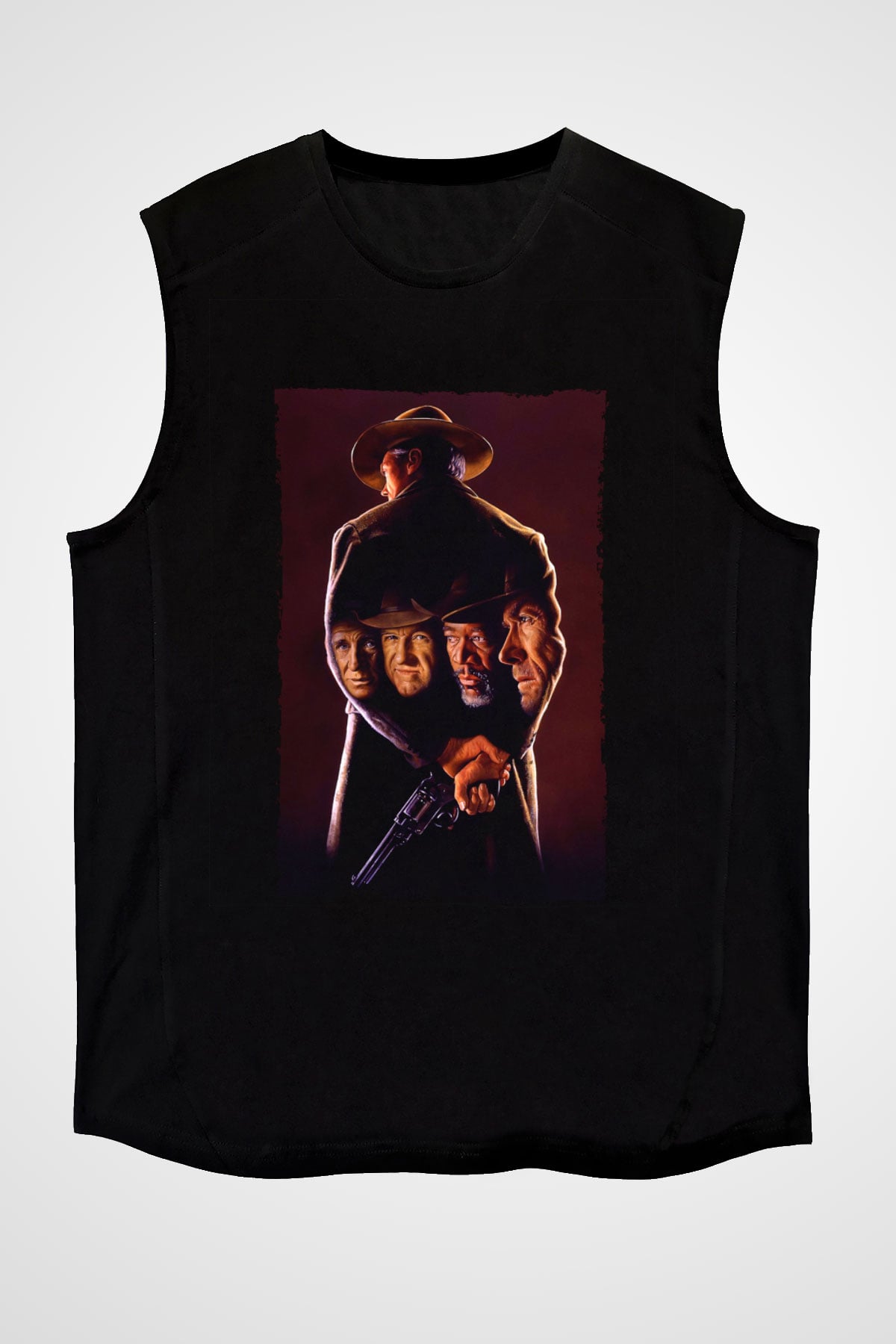 Unisex Affedilmeyen (Unforgiven) Baskılı Siyah Kolsuz Tshirt