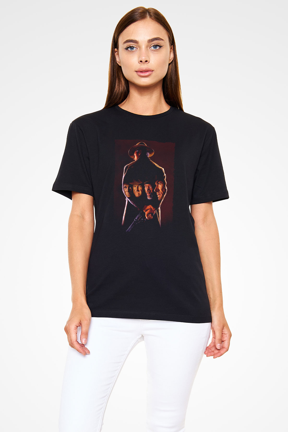 Unisex Affedilmeyen (Unforgiven) Baskılı Siyah Tshirt