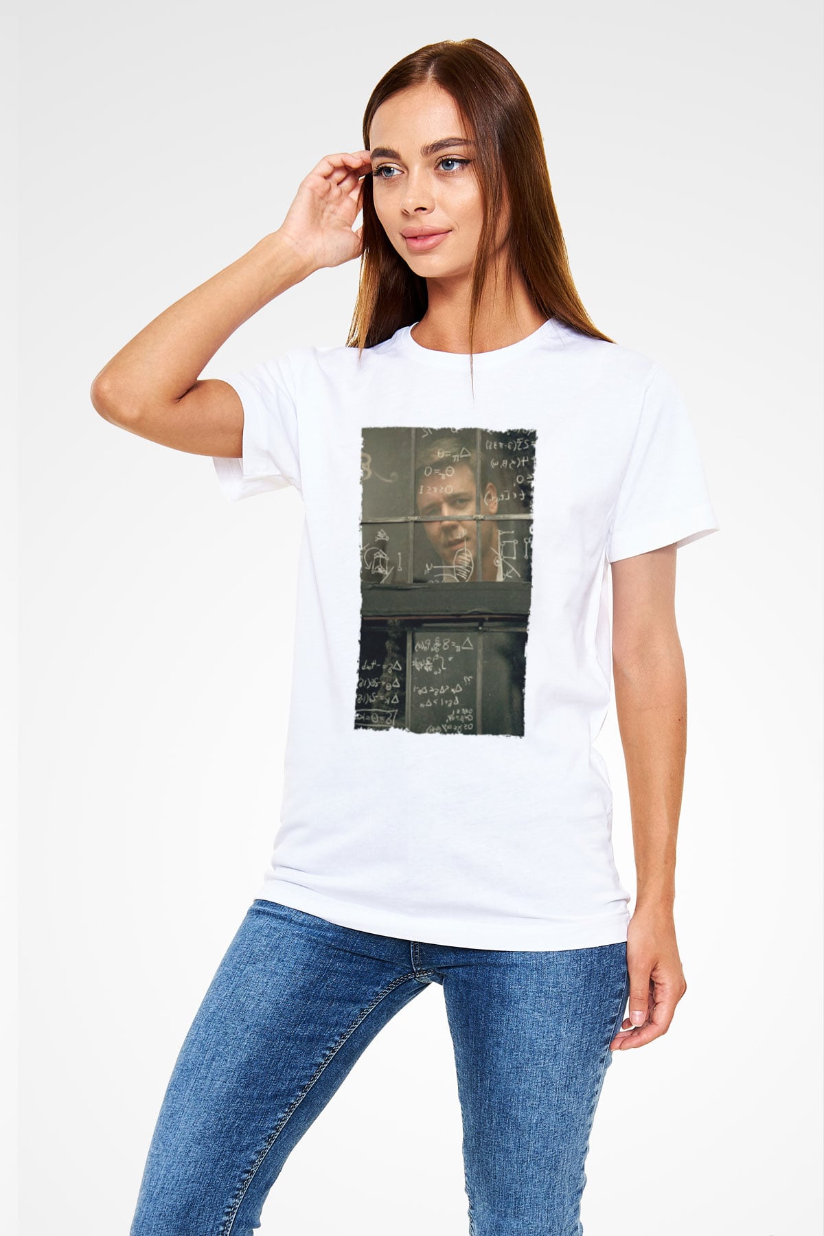 Unisex Akıl Oyunları - A Beautiful Mind Baskılı Beyaz Tshirt