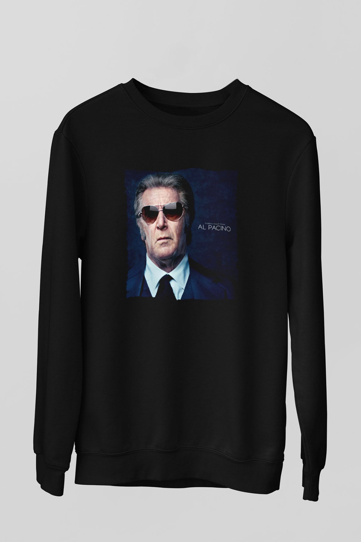 Unisex Al Pacino Baskılı Siyah Sweatshirt
