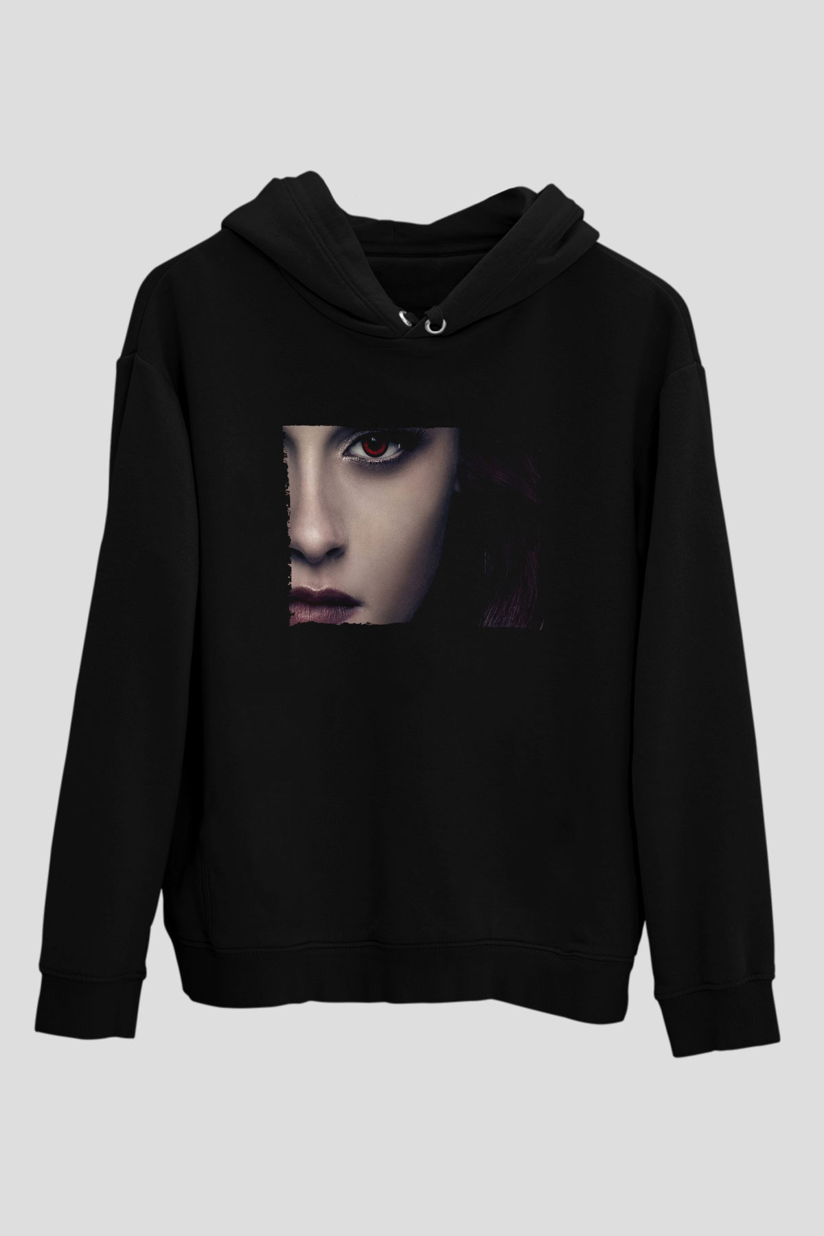Unisex Alacakaranlık Efsanesi (The Twilight Saga) Baskılı Siyah Kapüşonlu Sweatshirt