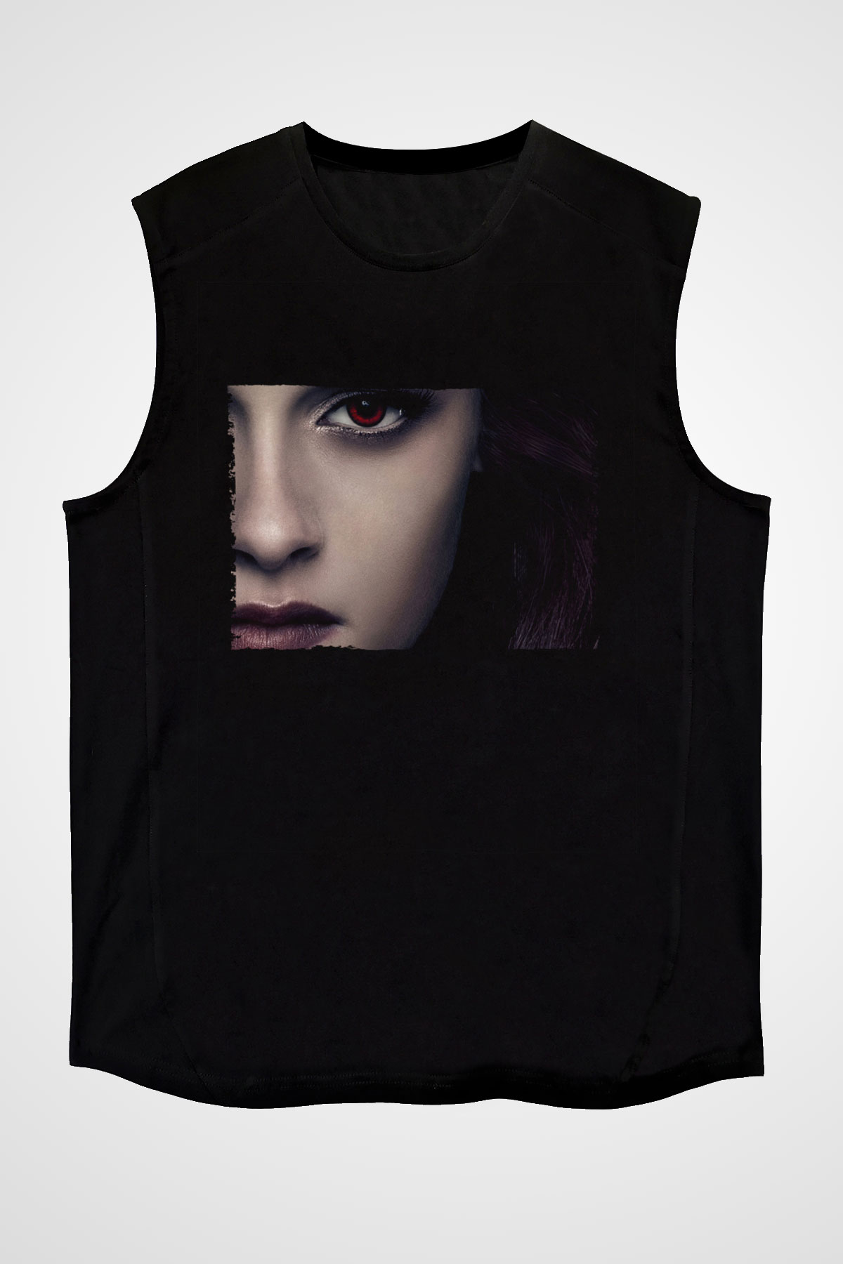 Unisex Alacakaranlık Efsanesi (The Twilight Saga) Baskılı Siyah Kolsuz T-shirt