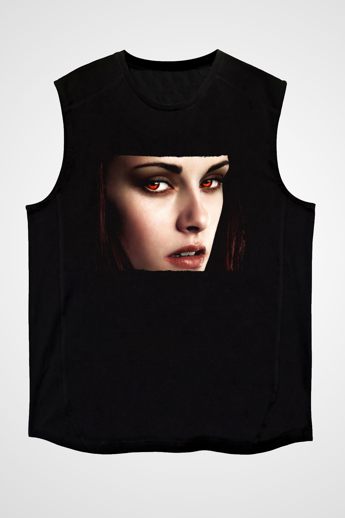 Unisex Alacakaranlık Efsanesi (The Twilight Saga) Baskılı Siyah Kolsuz Tişört