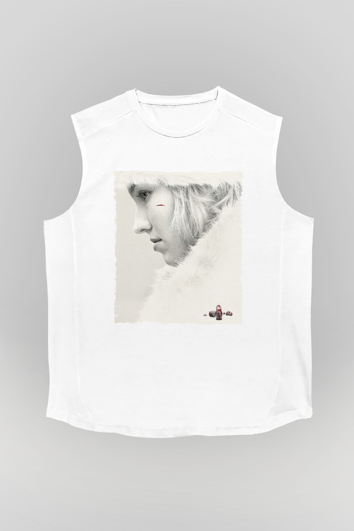 Unisex Anna Baskılı Beyaz Kolsuz T-shirt