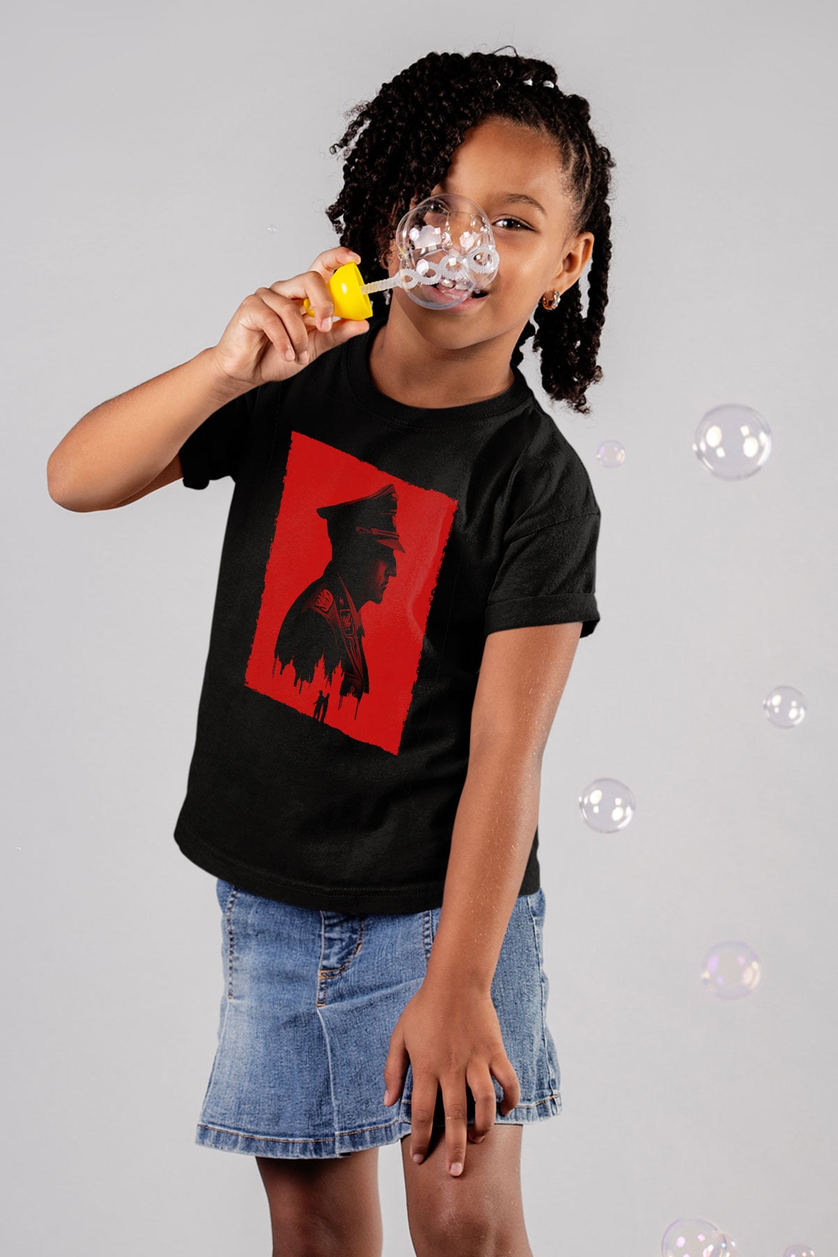 Unisex Anthropoid Baskılı Siyah Çocuk T-shirt