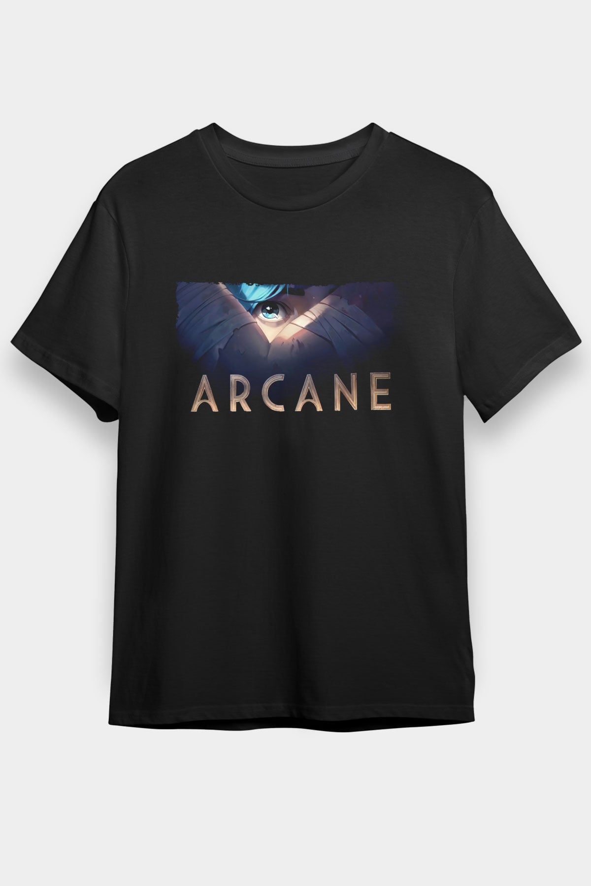 Unisex Arcane Baskılı Siyah Tshirt