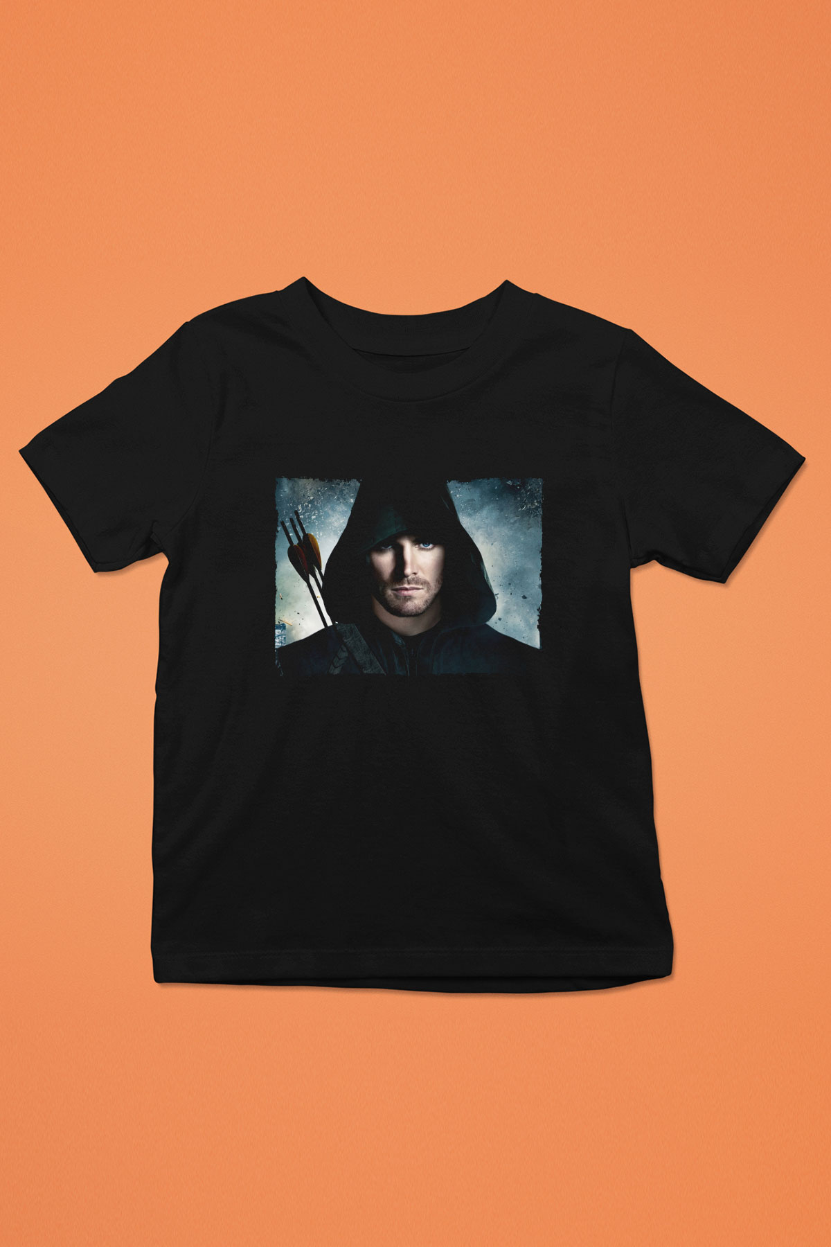 Unisex Arrow Baskılı Siyah Çocuk T-shirt