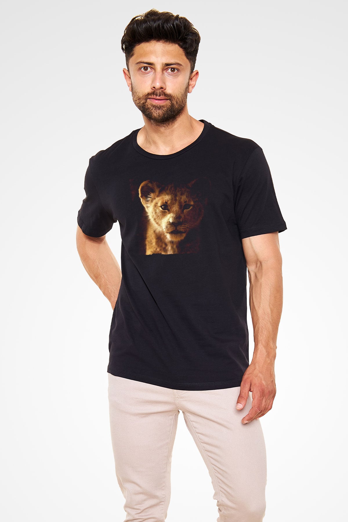 Unisex Aslan Kral (The Lion King) Baskılı Siyah T-Shirt