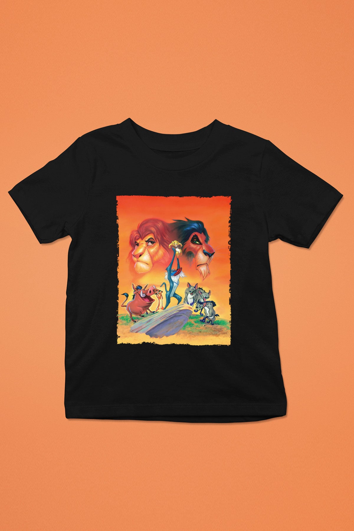 Unisex Aslan Kral (The Lion King) Baskılı Siyah Çocuk Tshirt