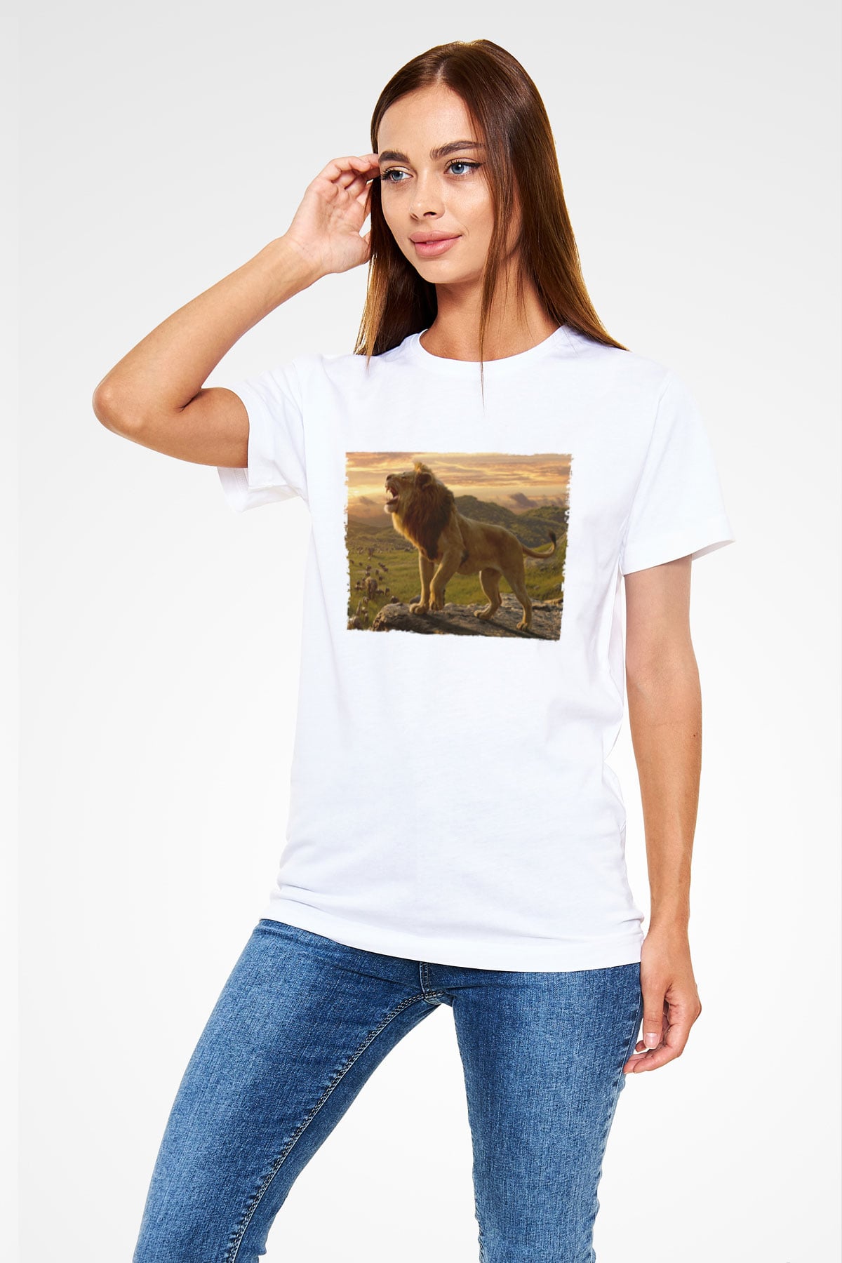 Unisex Aslan Kral (The Lion King) Baskılı Beyaz T-shirt