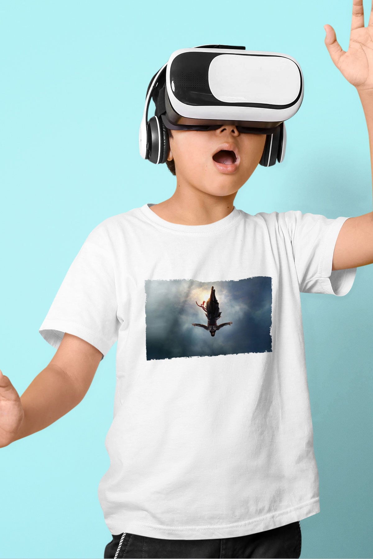 Unisex Assassin's Creed Baskılı Beyaz Çocuk Tişört