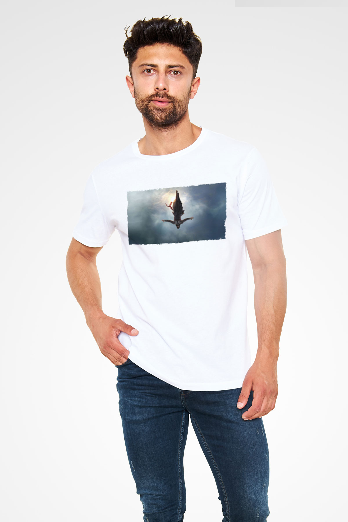 Unisex Assassin's Creed Baskılı Beyaz Tişört