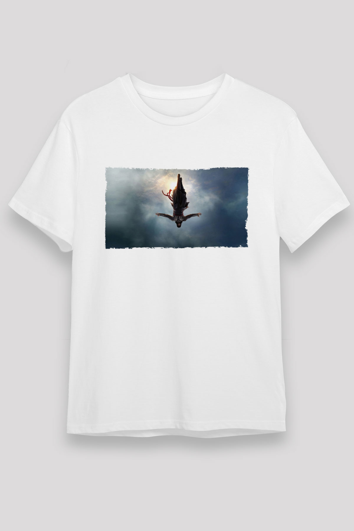 Unisex Assassin's Creed Baskılı Beyaz Tişört