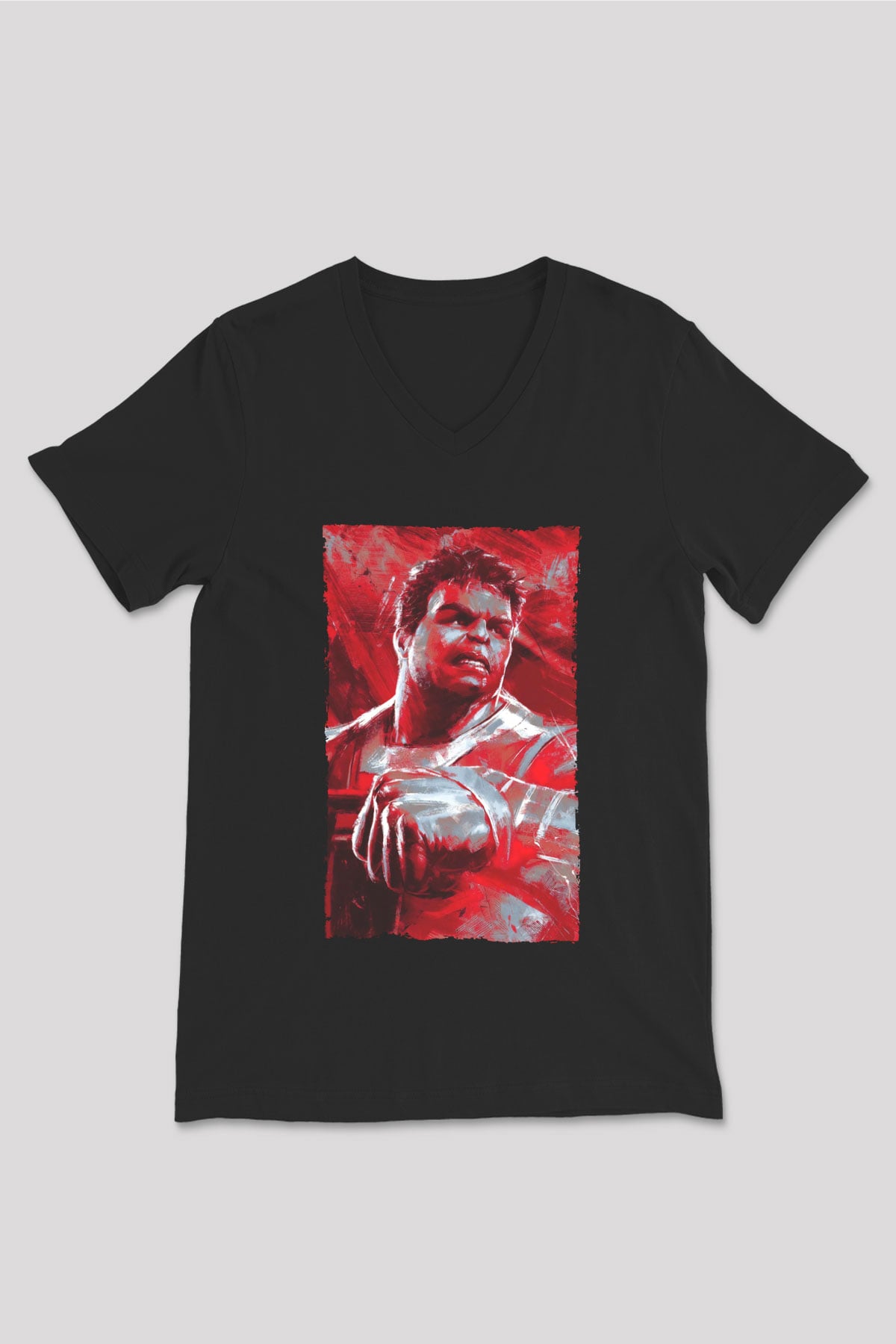 Unisex Avengers Endgame Baskılı Siyah V Yaka Tişört