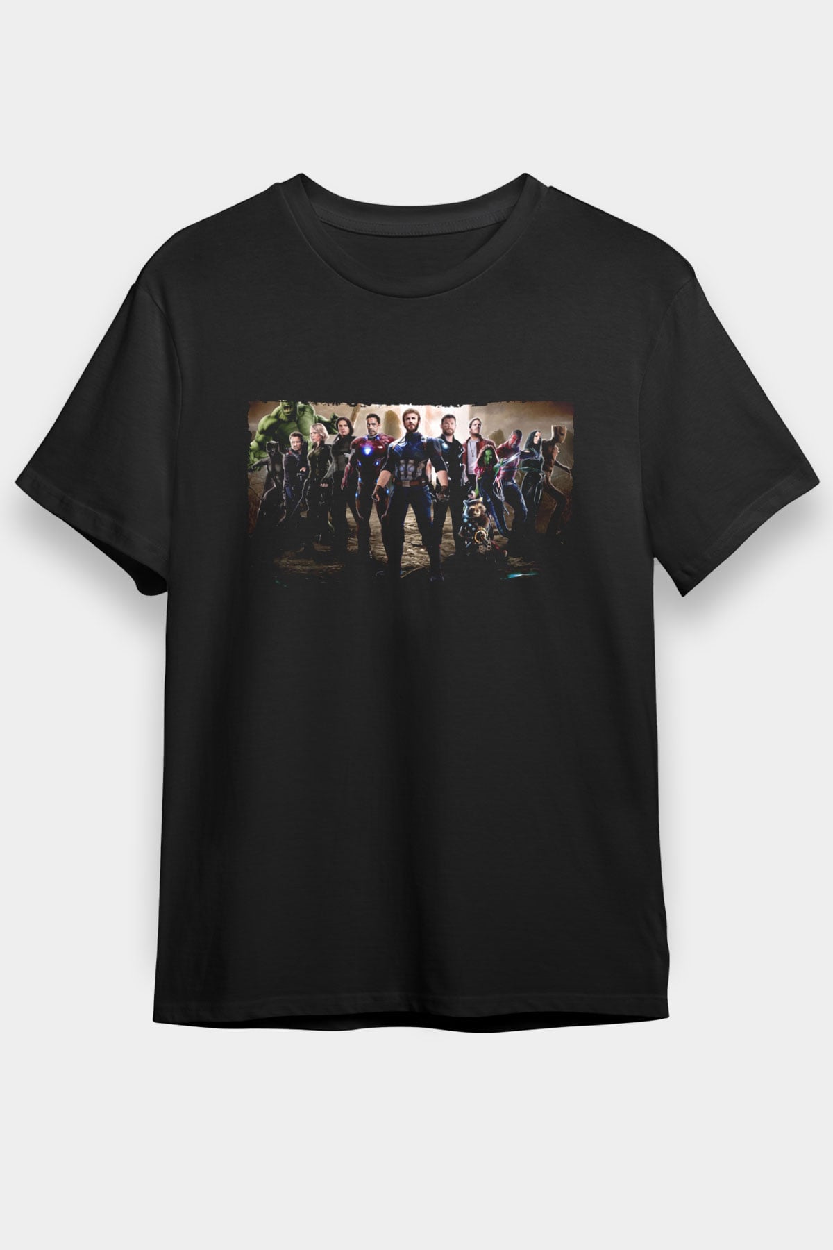 Unisex Avengers Sonsuzluk Savaşı Baskılı Siyah T-shirt
