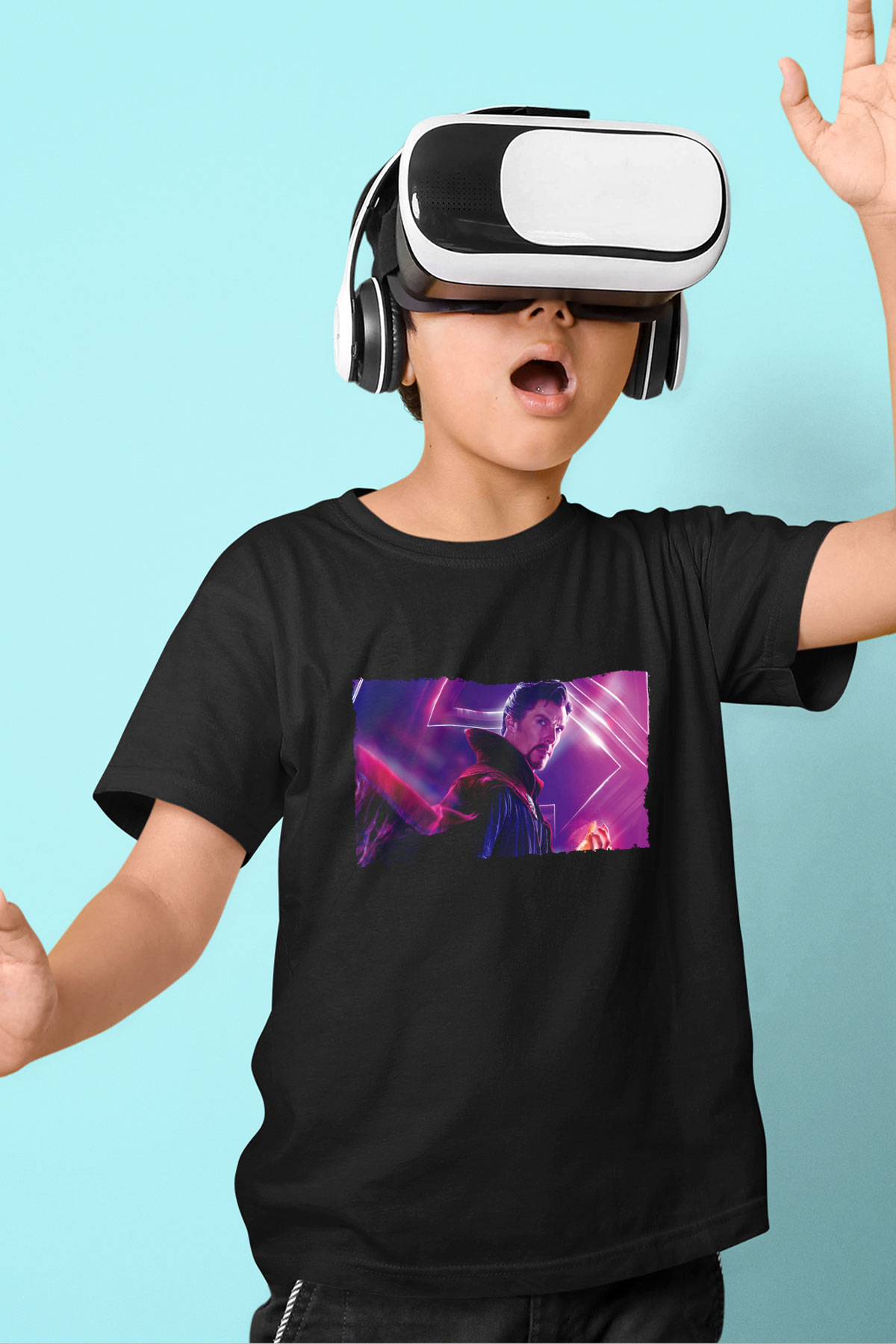 Unisex Avengers Sonsuzluk Savaşı Baskılı Siyah Çocuk Tshirt