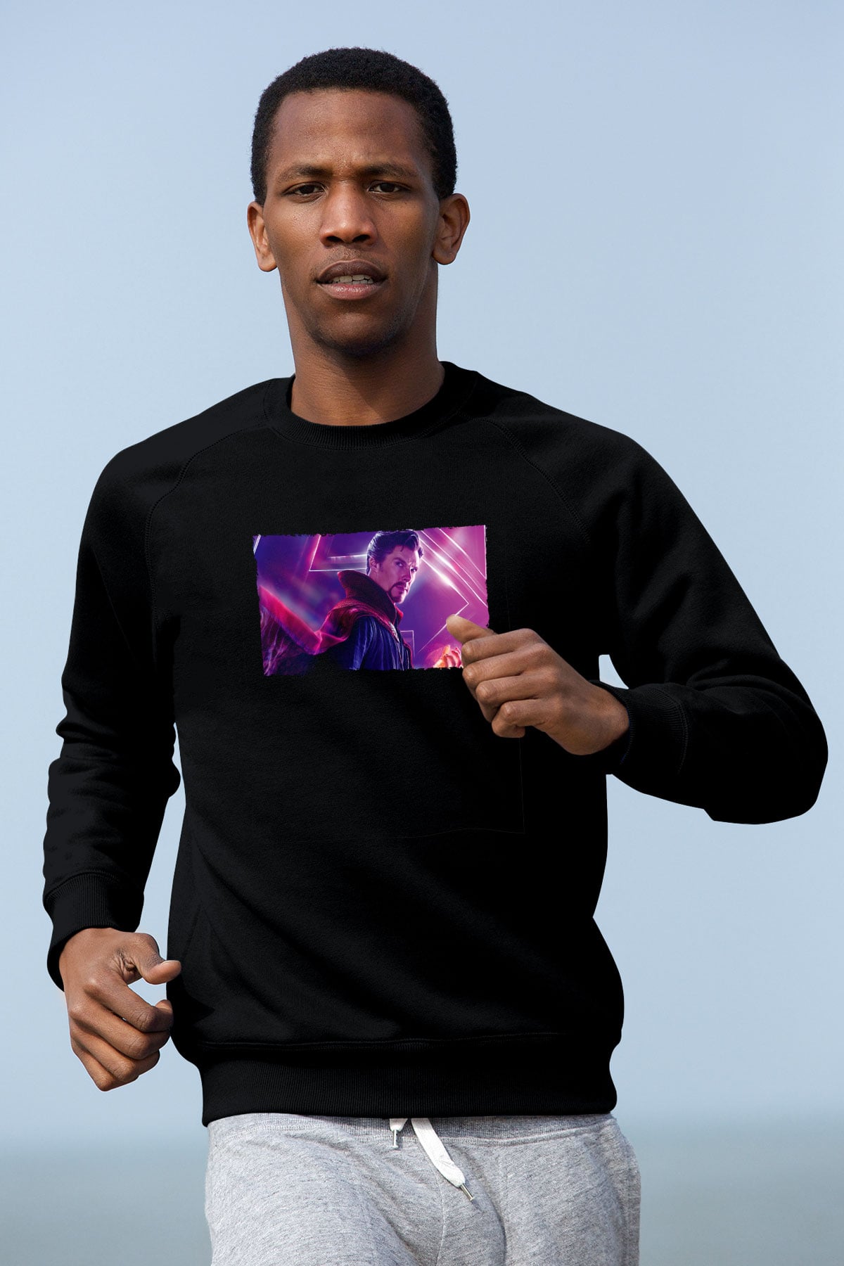 Unisex Avengers Sonsuzluk Savaşı Baskılı Siyah Sweatshirt