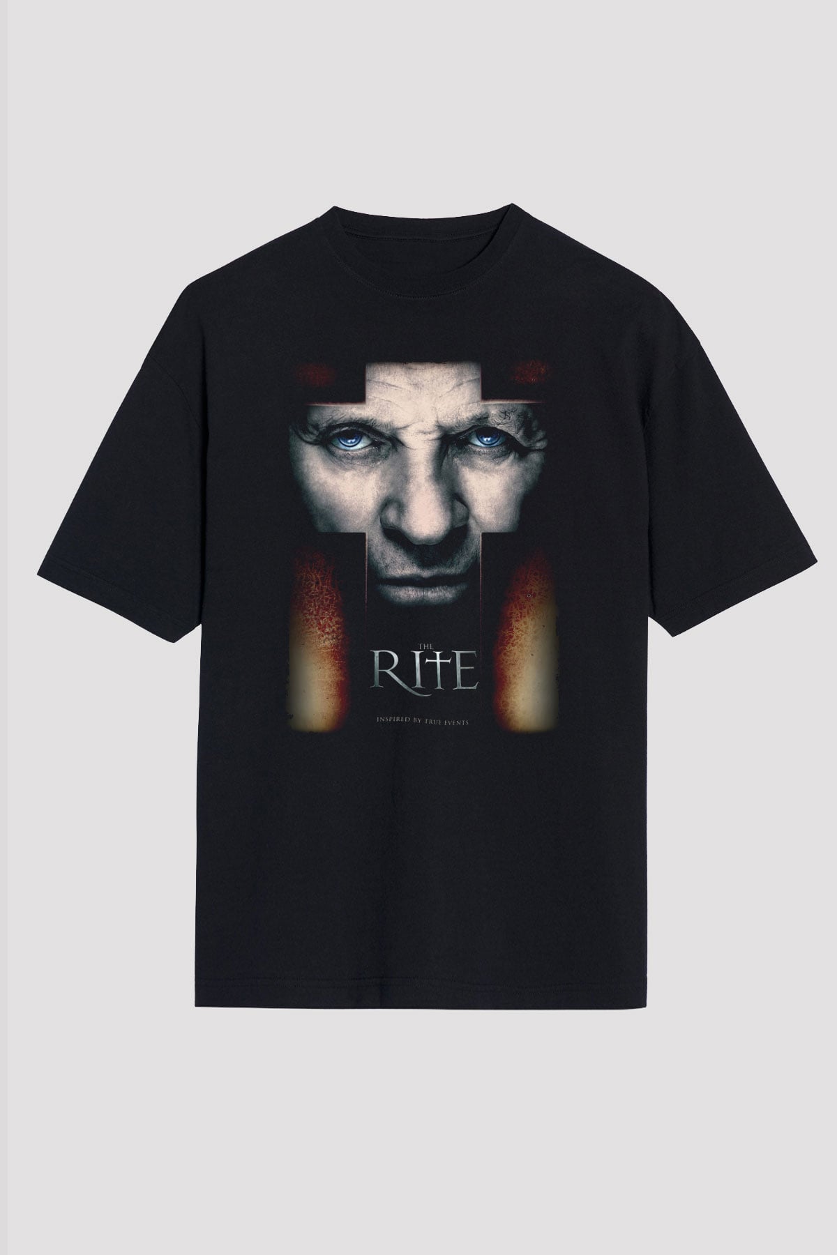 Unisex Ayin (The Rite) Baskılı Siyah Oversize Tshirt