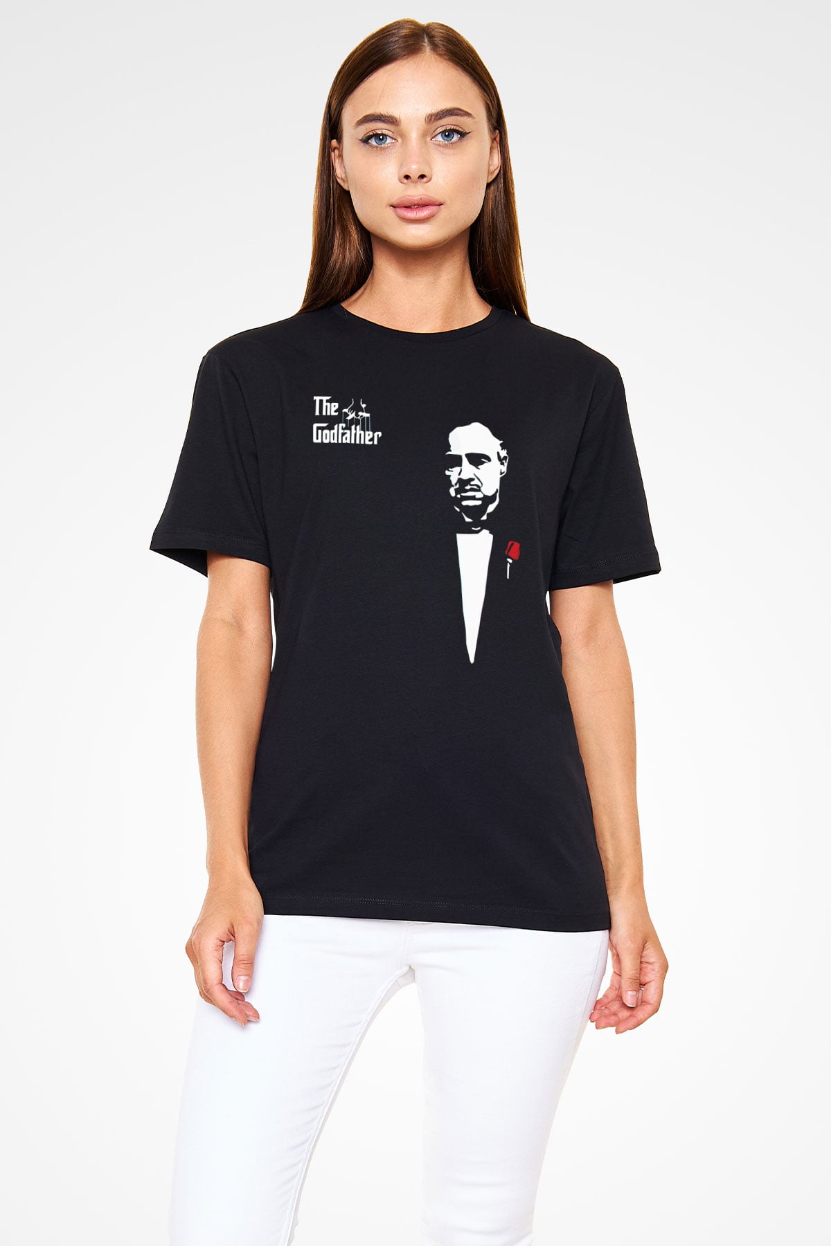 Unisex Baba (The Godfather) Baskılı Siyah Unisex Tişört