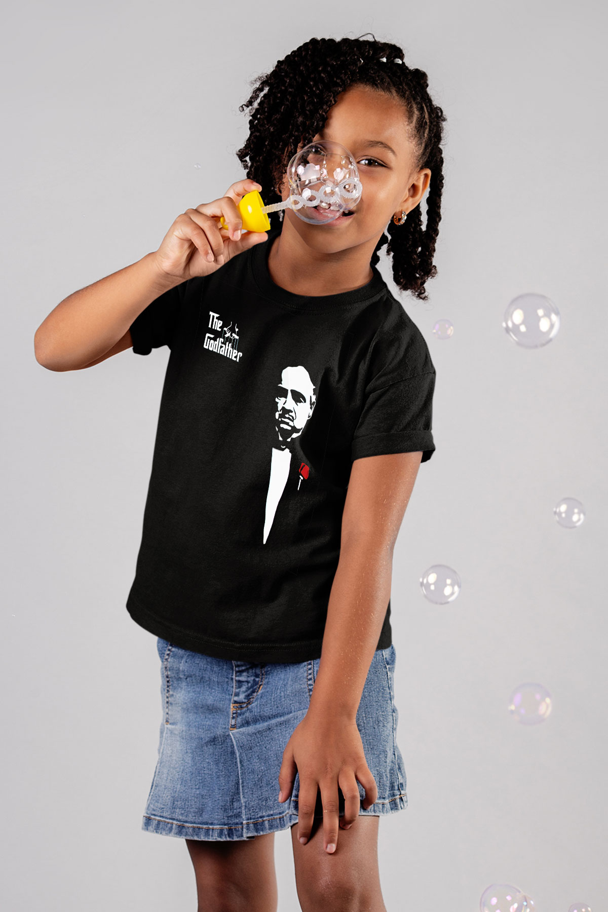 Unisex Baba (The Godfather) Baskılı Siyah Çocuk Unisex Tişört