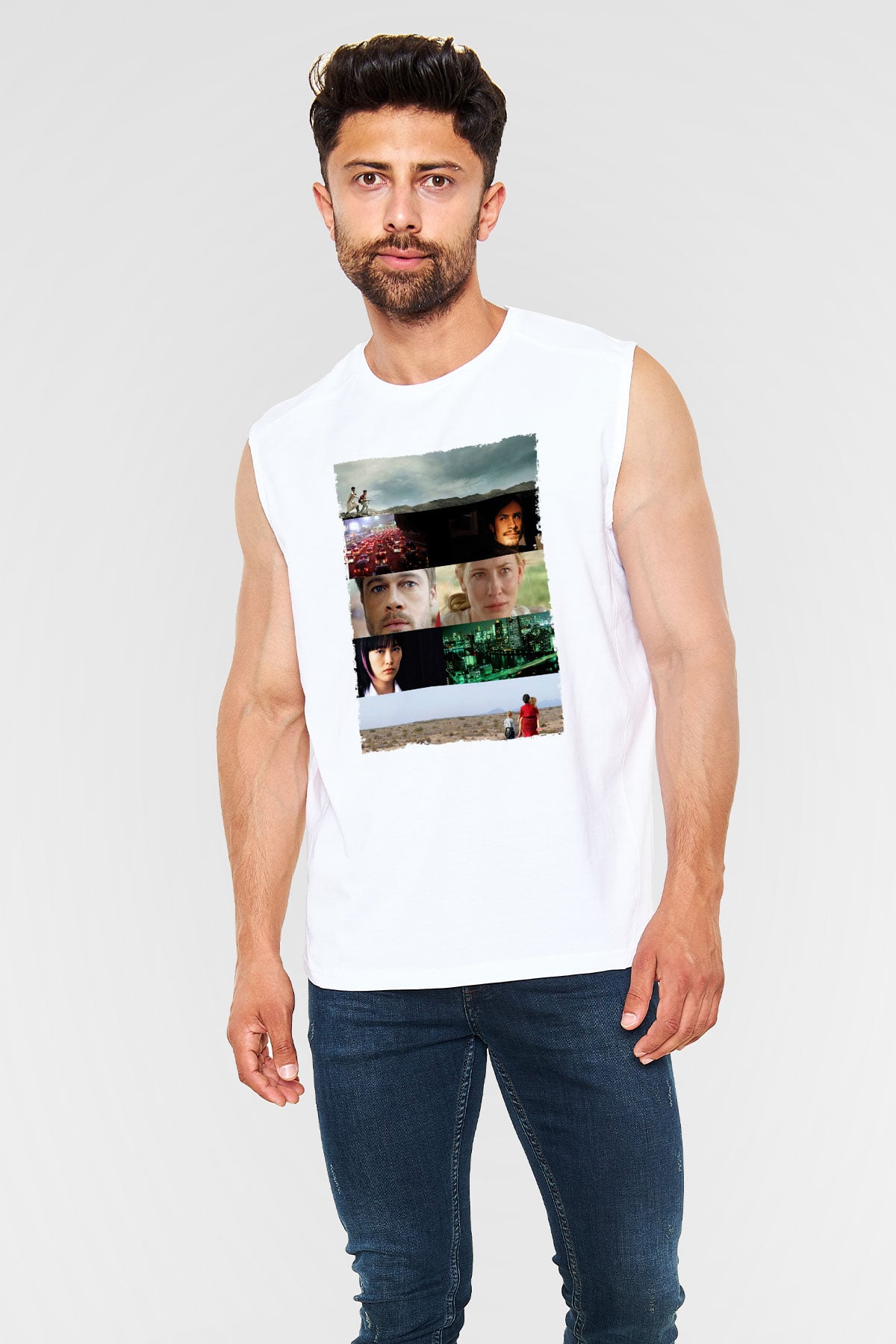 Unisex Babel - Babil Baskılı Beyaz Kolsuz Tişört