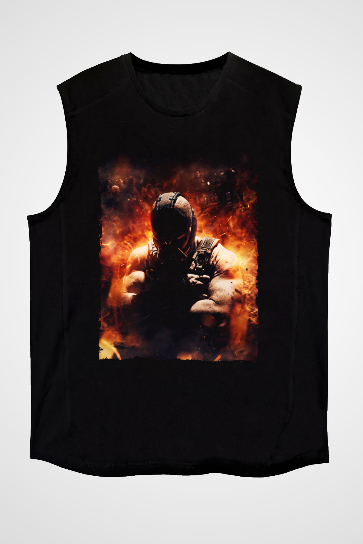 Unisex Bane Baskılı Siyah Kolsuz T-shirt