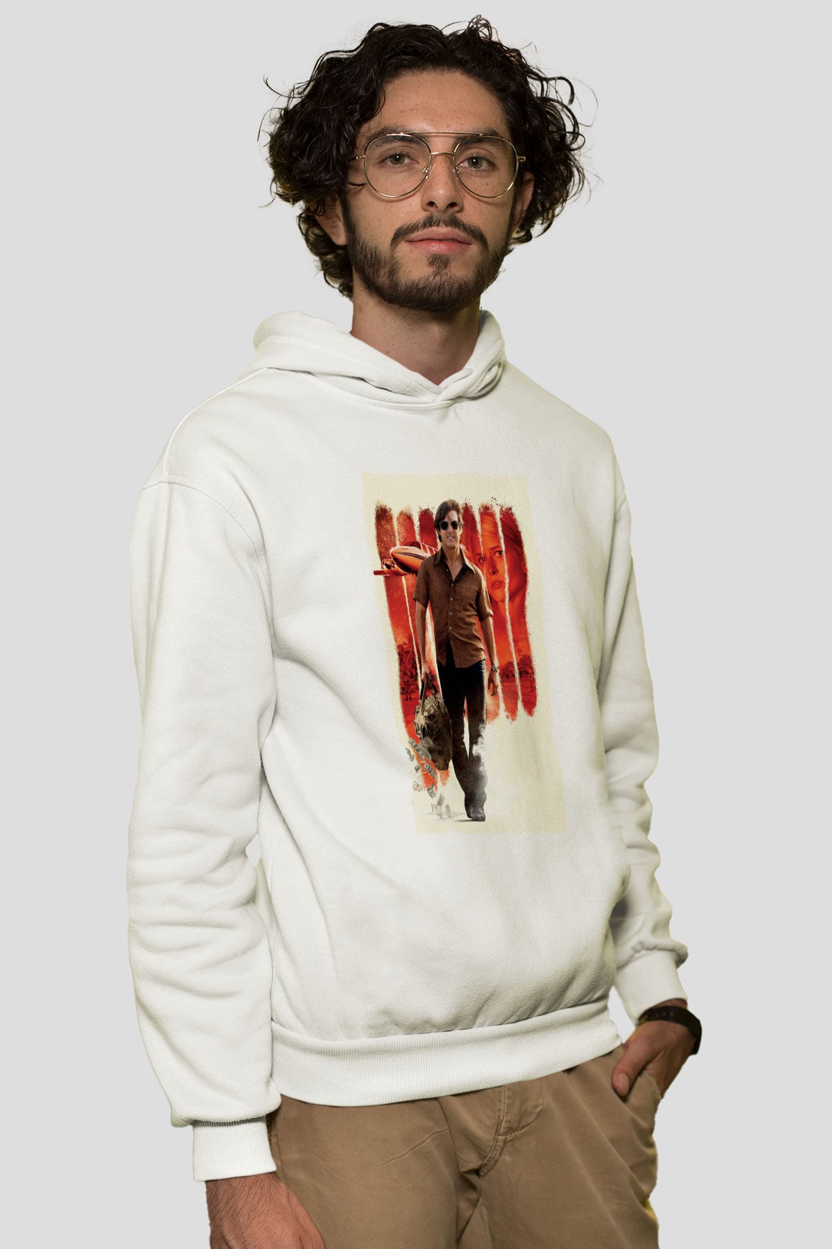 Unisex Barry Seal - Kaçakçı - American Made Baskılı Beyaz Kapüşonlu Sweatshirt