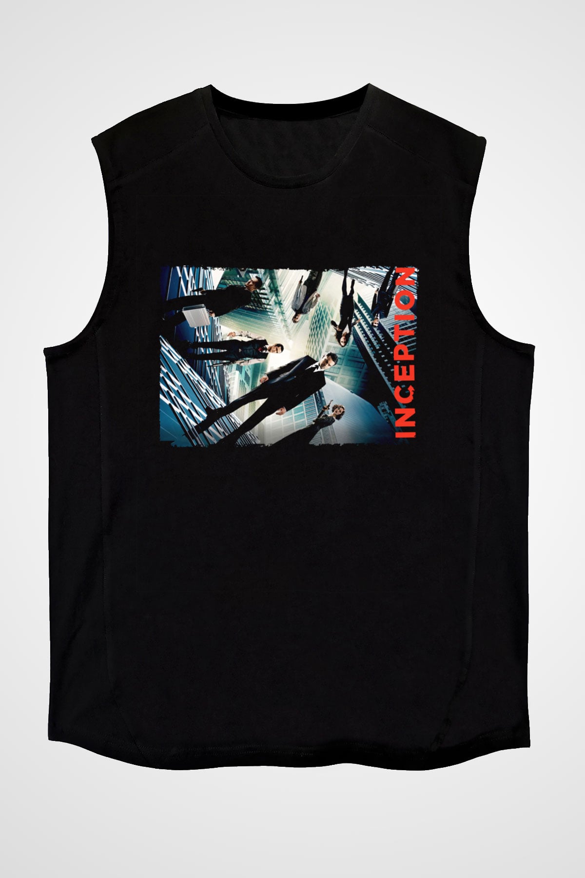 Unisex Başlangıç (Inception) Baskılı Siyah Kolsuz T-shirt