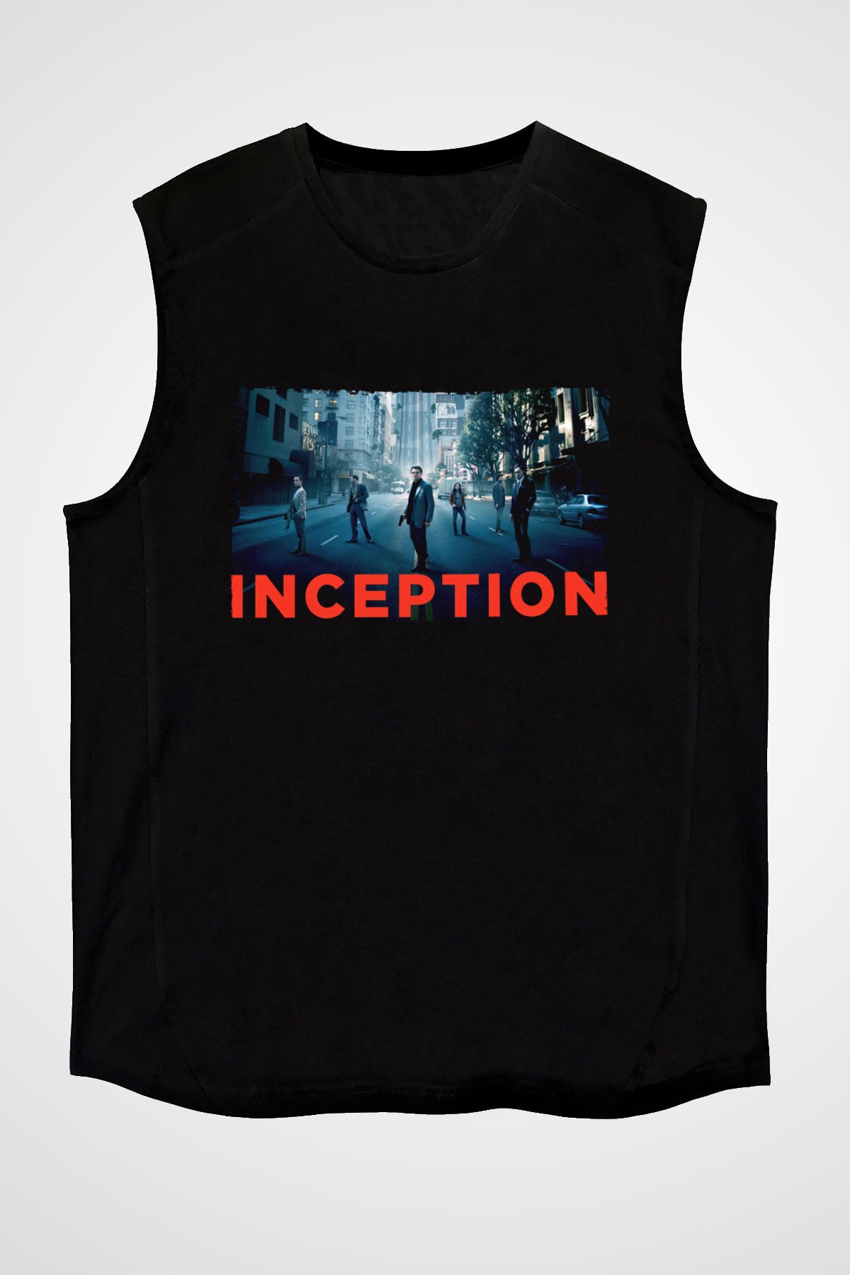 Unisex Başlangıç (Inception) Baskılı Siyah Unisex Kolsuz Tişört