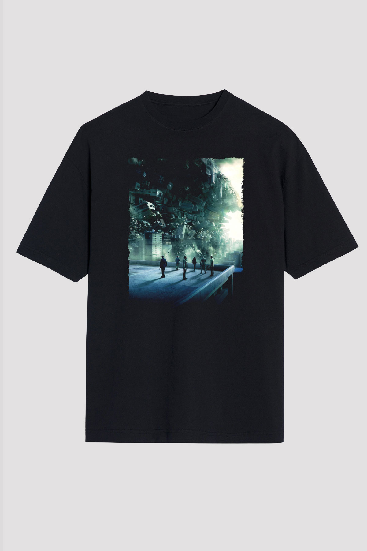 Unisex Başlangıç (Inception) Baskılı Siyah Oversize Tshirt