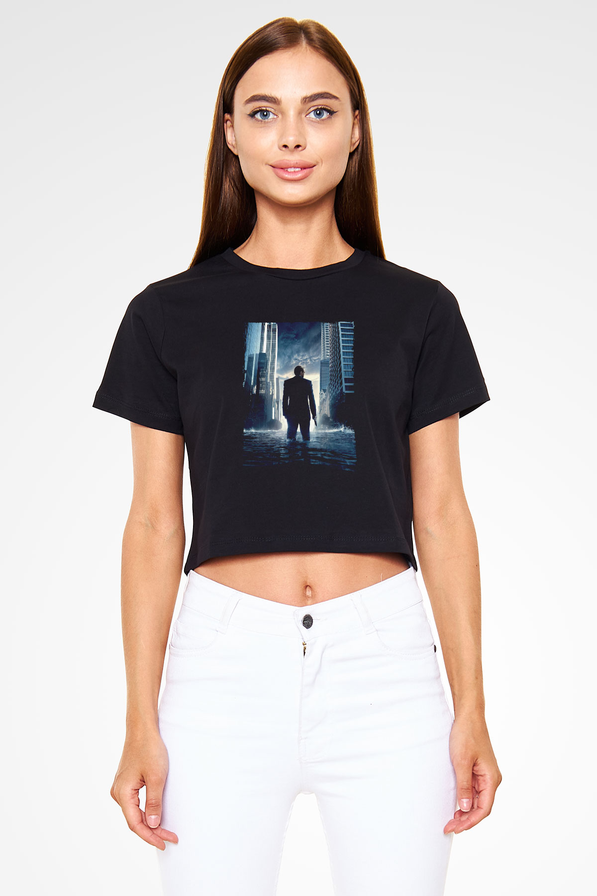 Unisex Başlangıç (Inception) Baskılı Siyah Crop Top Tişört