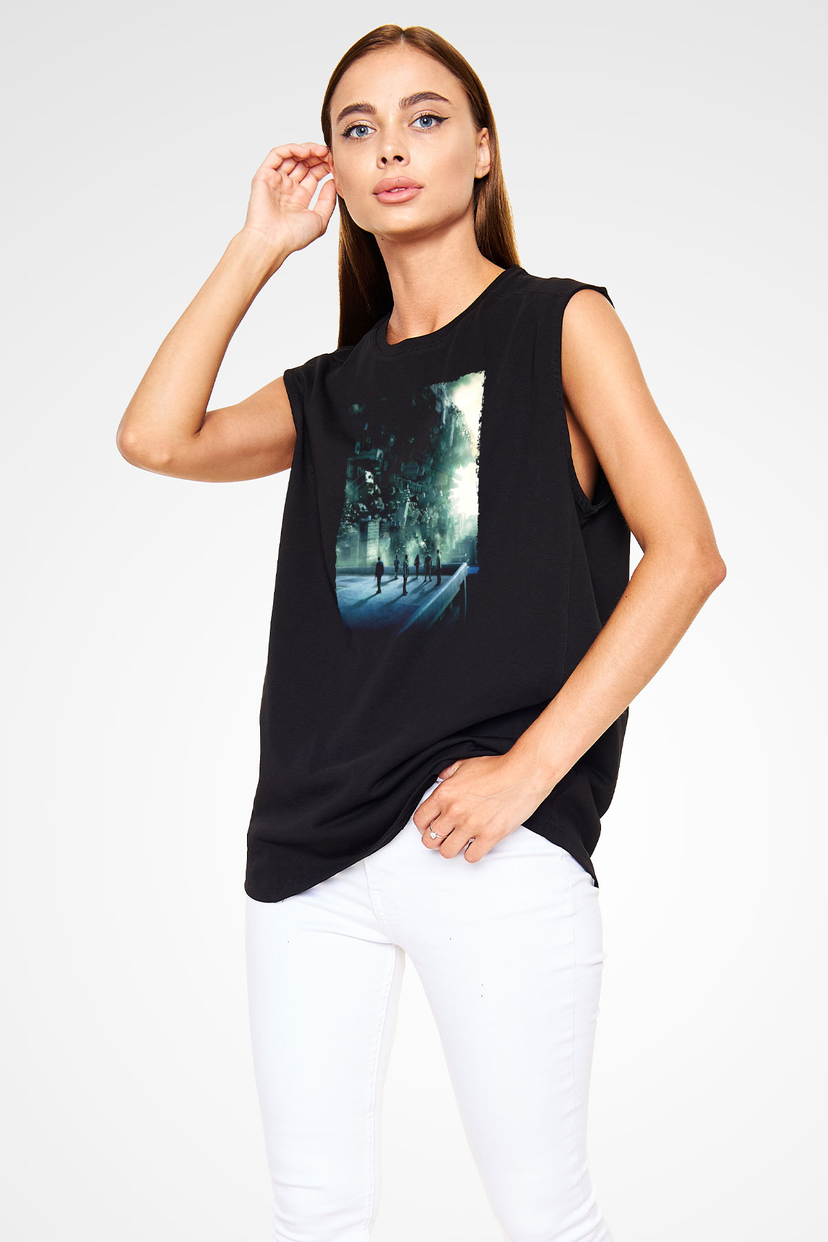 Unisex Başlangıç (Inception) Baskılı Siyah Kolsuz Tshirt