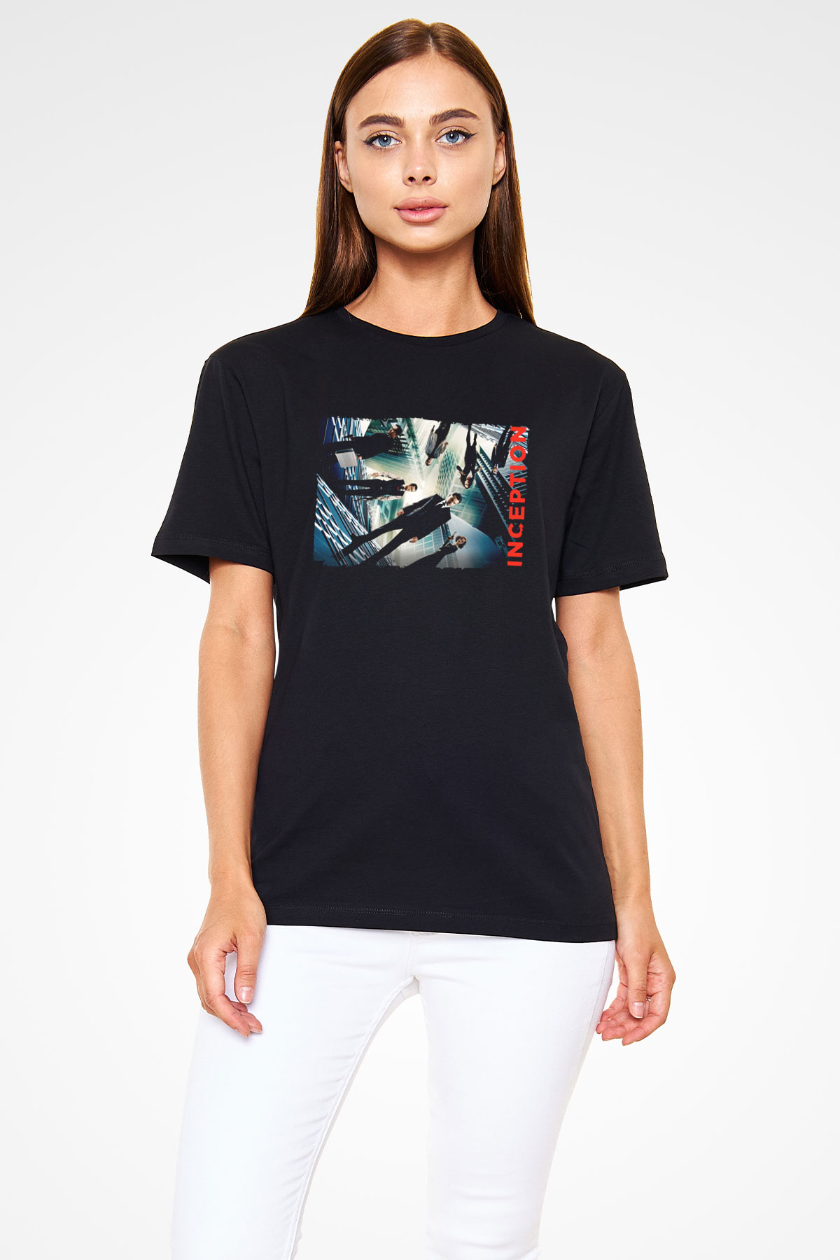 Unisex Başlangıç (Inception) Baskılı Siyah T-shirt