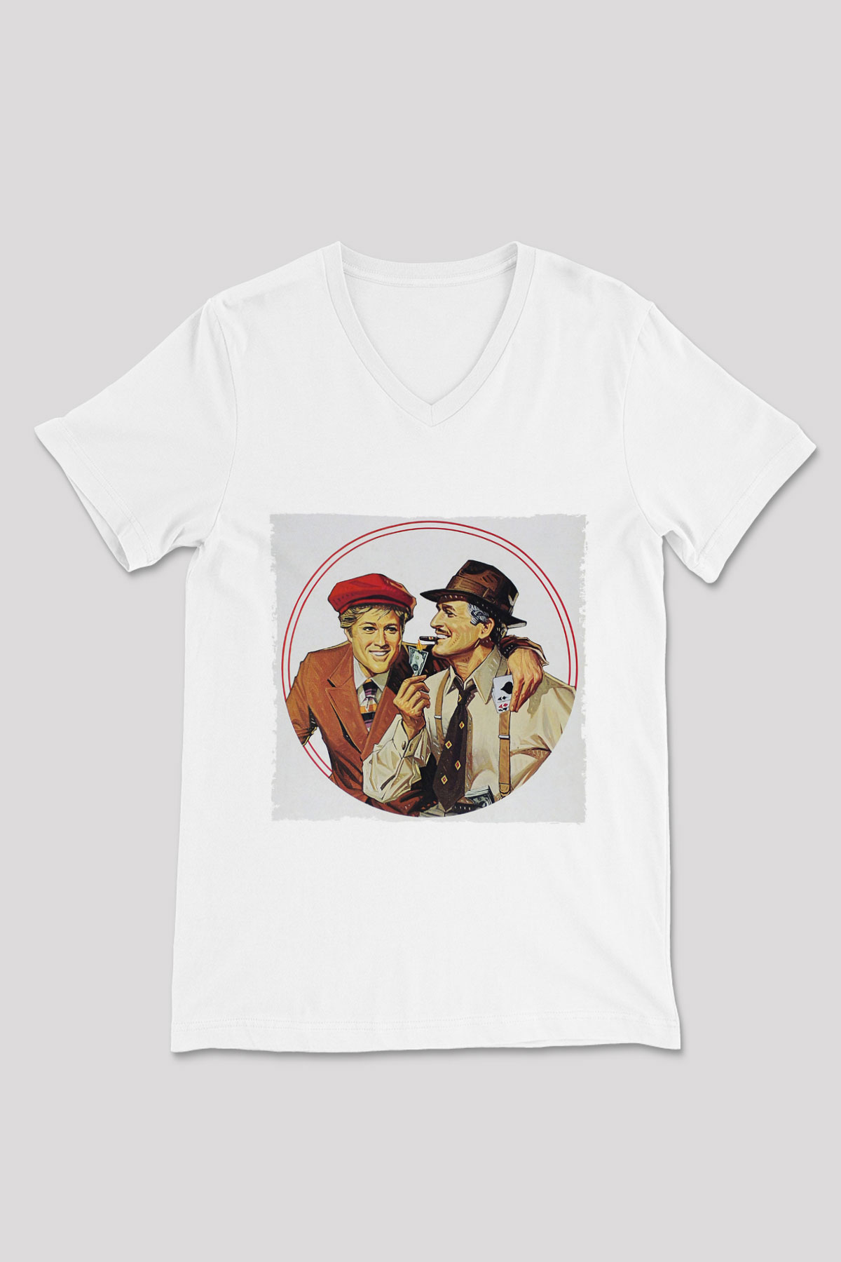 Unisex Belalılar (The Sting) Baskılı Beyaz V Yaka Tişört