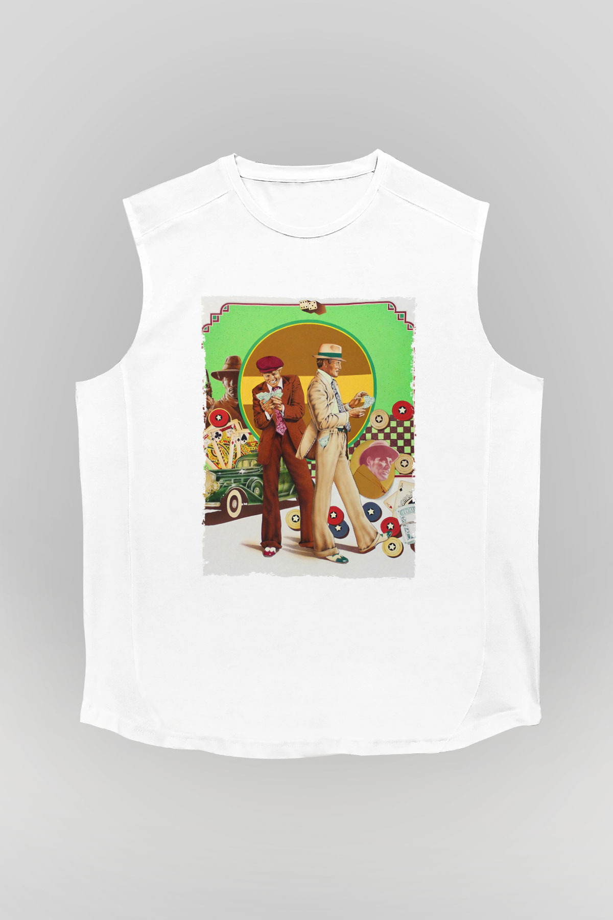 Unisex Belalılar (The Sting) Baskılı Beyaz Kolsuz T-shirt