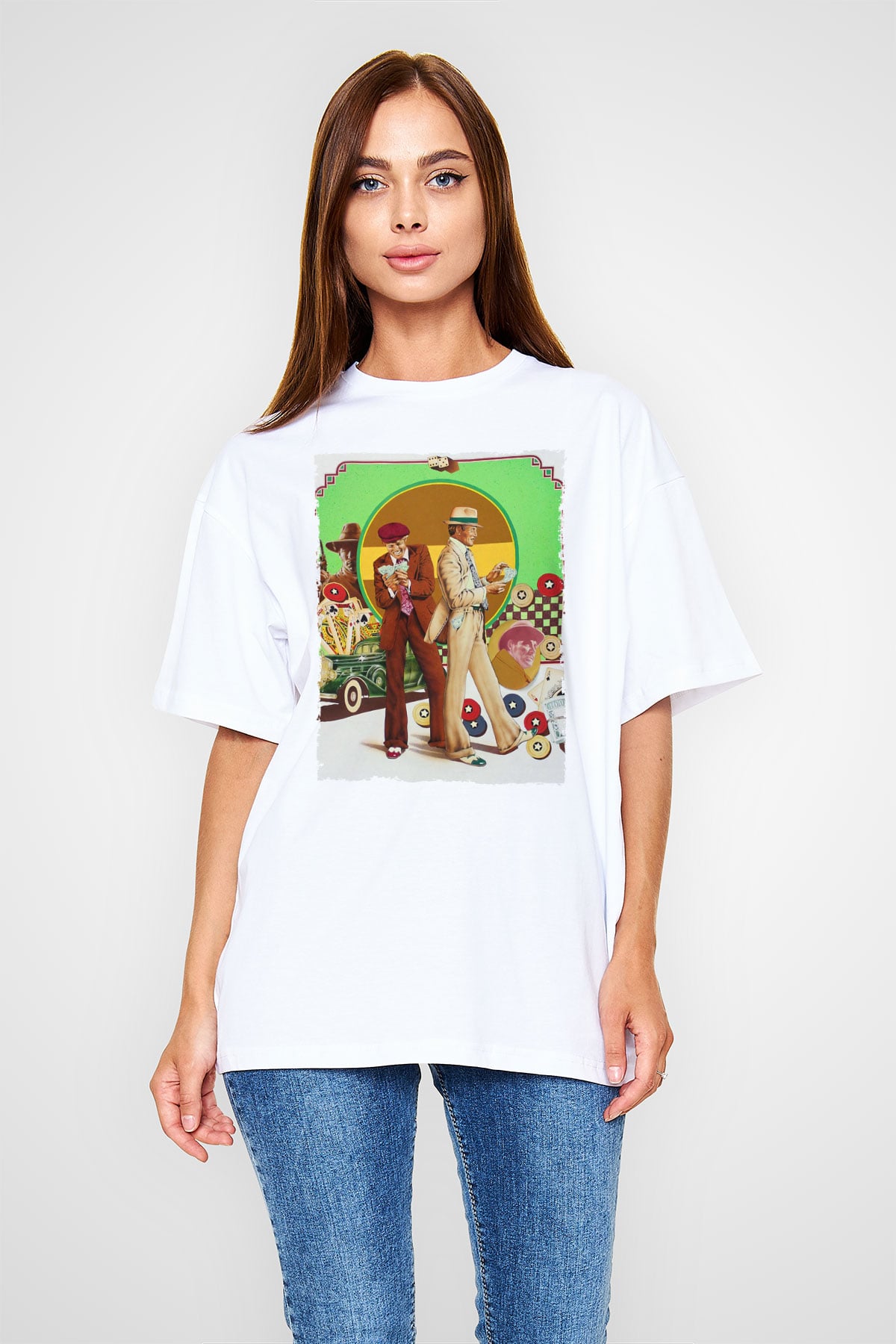 Unisex Belalılar (The Sting) Baskılı Beyaz T-shirt