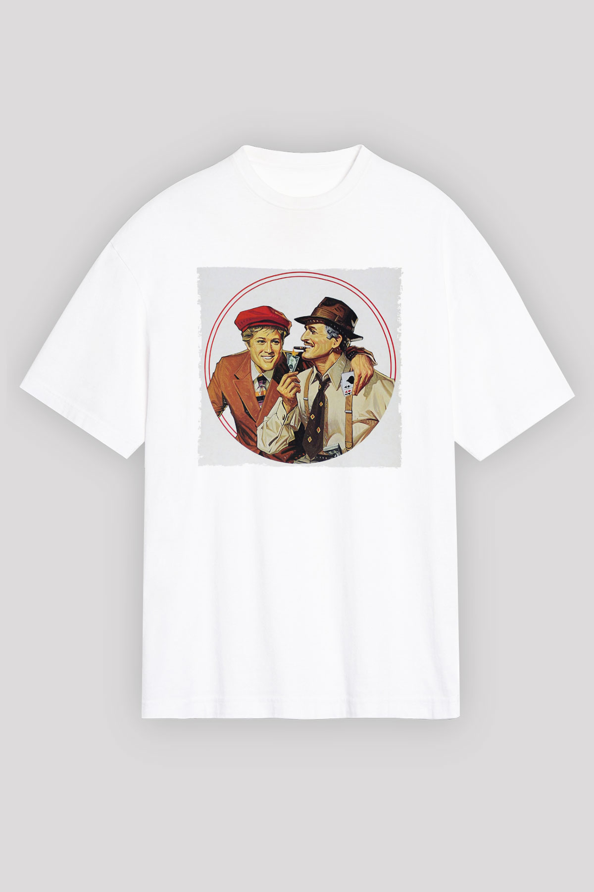 Unisex Belalılar (The Sting) Baskılı Beyaz Oversize Tişört
