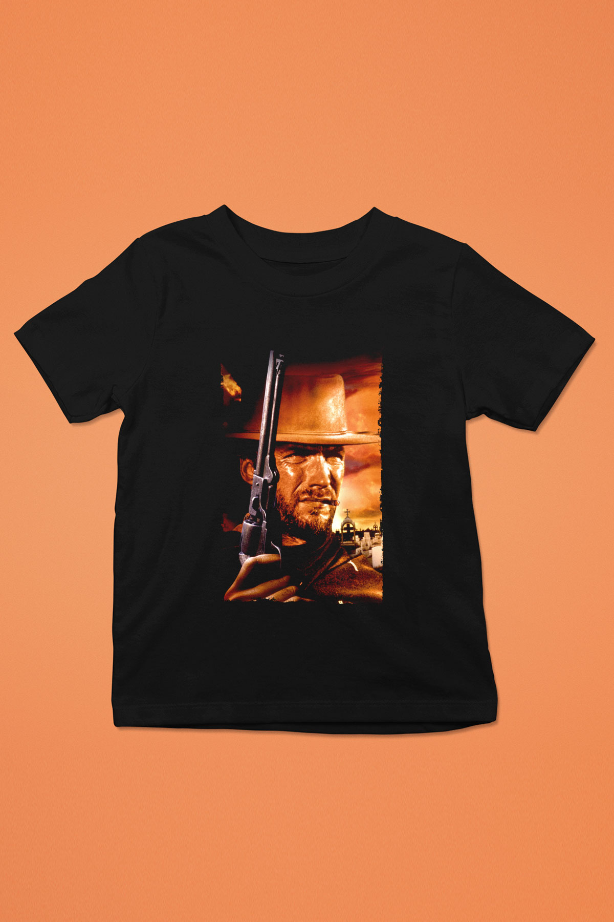 Unisex Bir Avuç Dolar (A Fistful of Dollars) Baskılı Siyah Çocuk Tshirt