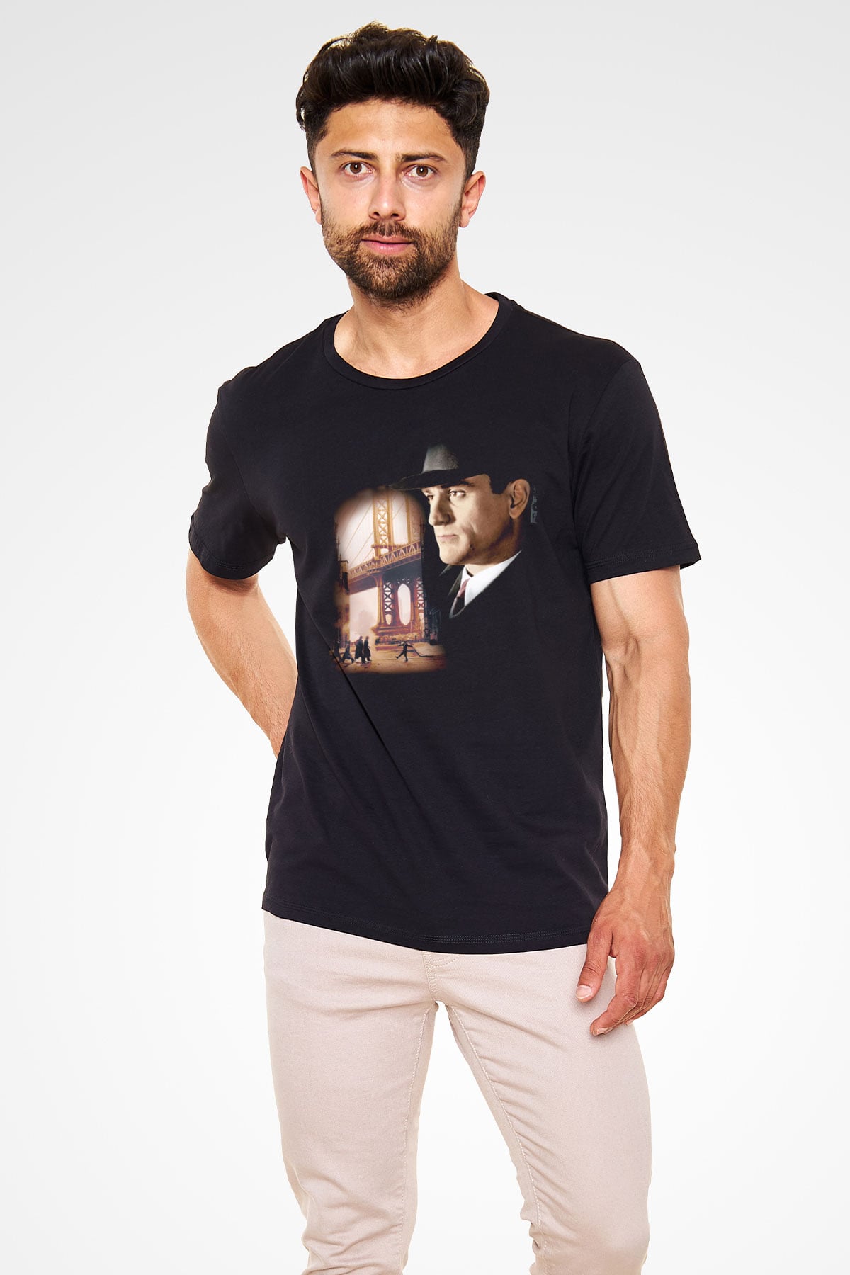 Unisex Bir Zamanlar Amerika (Once Upon a Time in America) Baskılı Siyah Tshirt