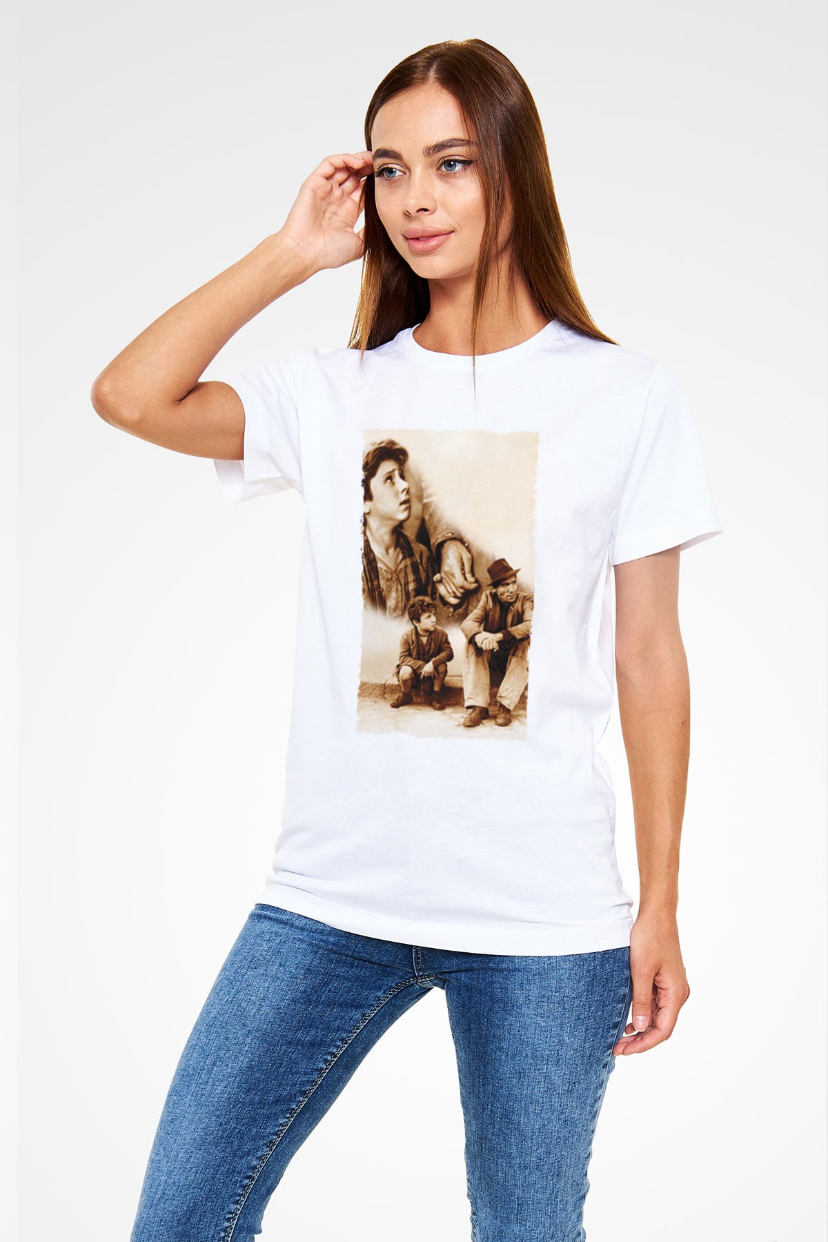 Unisex Bisiklet Hırsızları - Bicycle Thieves Baskılı Beyaz Tshirt
